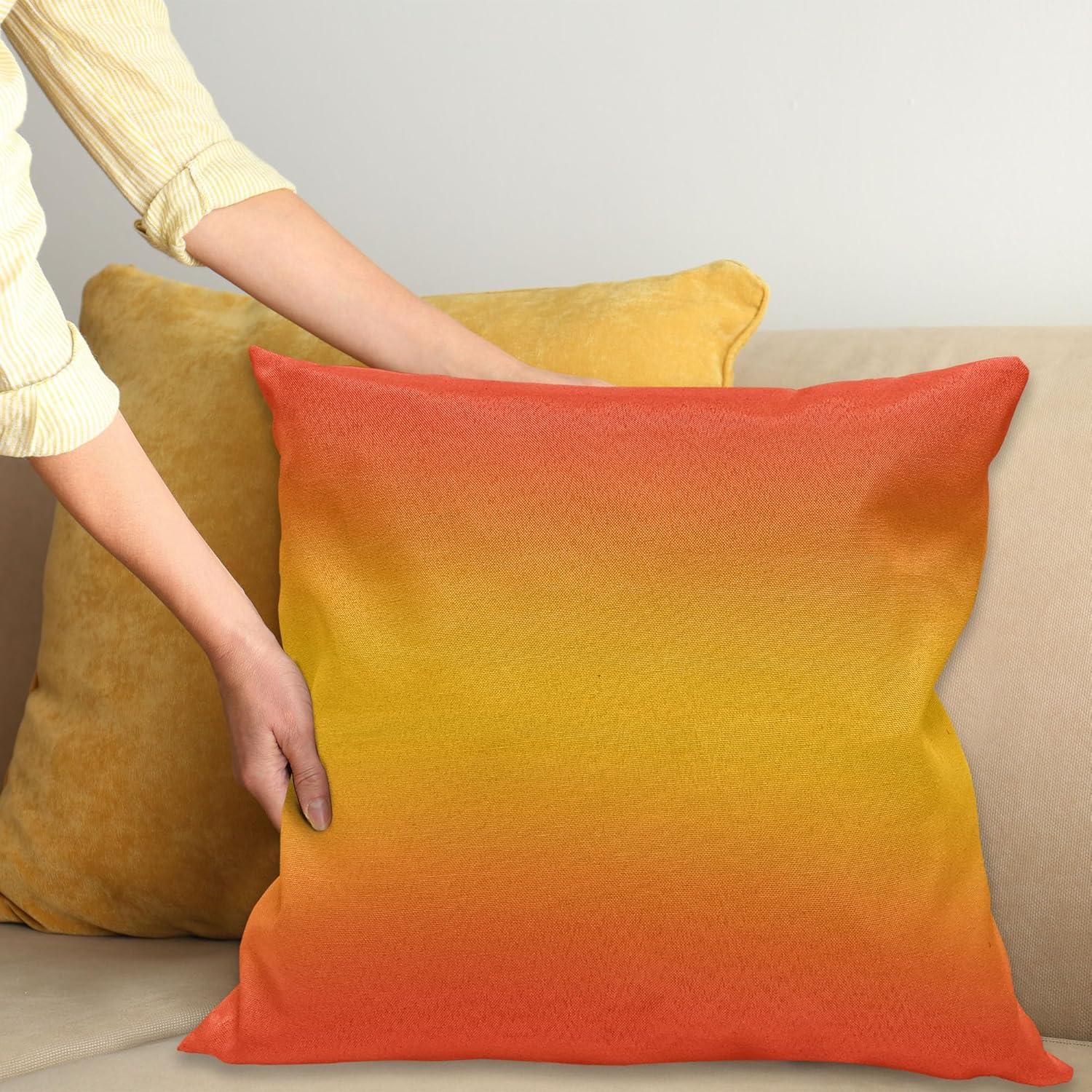 Ombre Throw Pillow Cushion Cover, Tropical Sunset Inspired Summer Themed Design Artistic Modern Room Decorations, Decorative Square Accent Pillow Case, 18 X 18 Inches, Orange Yellow, by Ambesonne