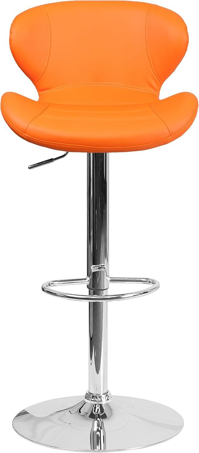 Flash Furniture Contemporary Adjustable Height Barstool with Curved Back and Chrome Base