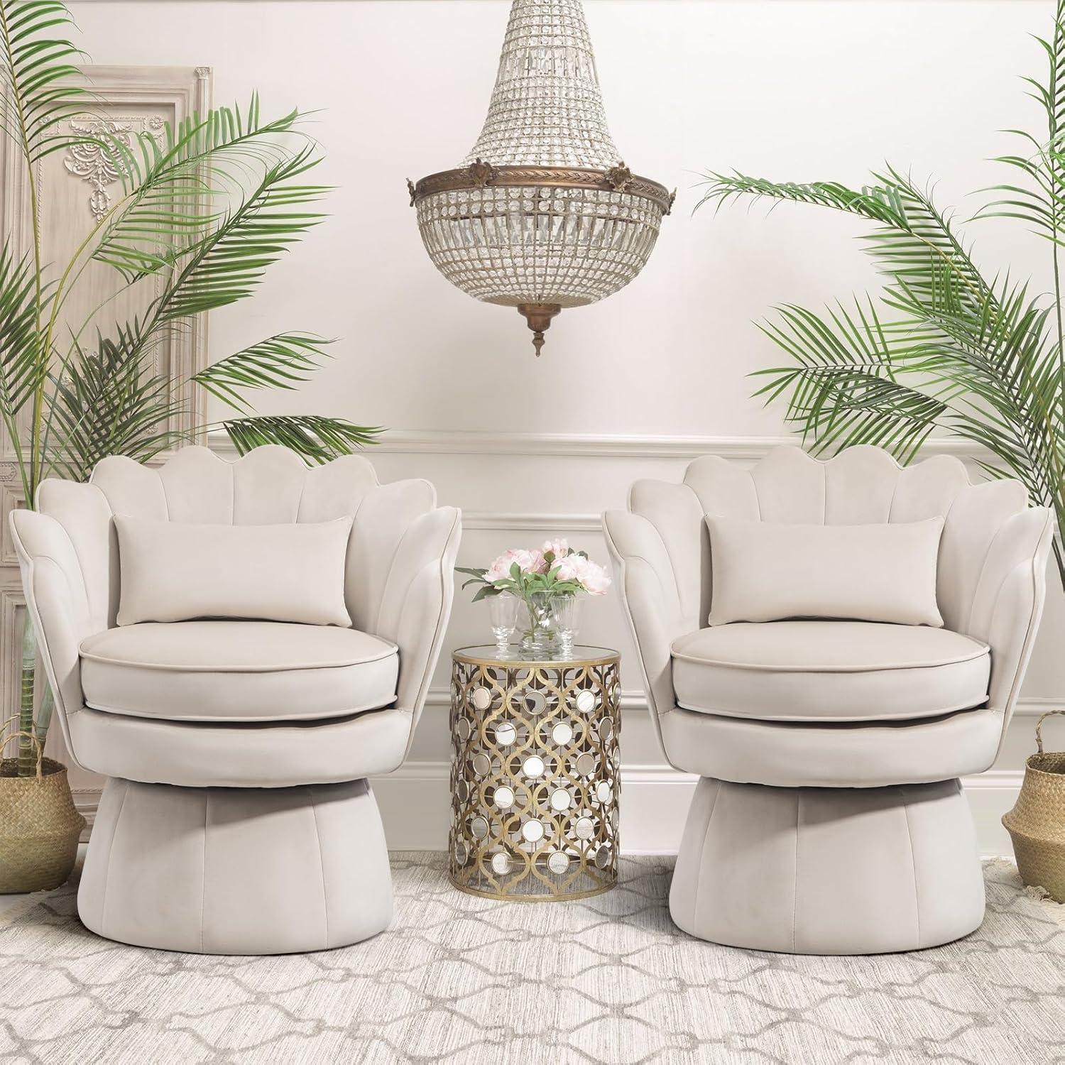 House of Hampton® Upholstered Velvet Swivel Barrel Accent Chair (Set of 2)
