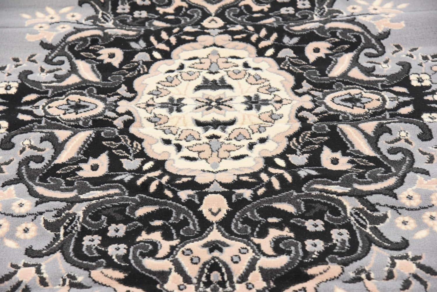 Elegant Medallion 9' x 12' Synthetic Area Rug in Red, Black, and Cream