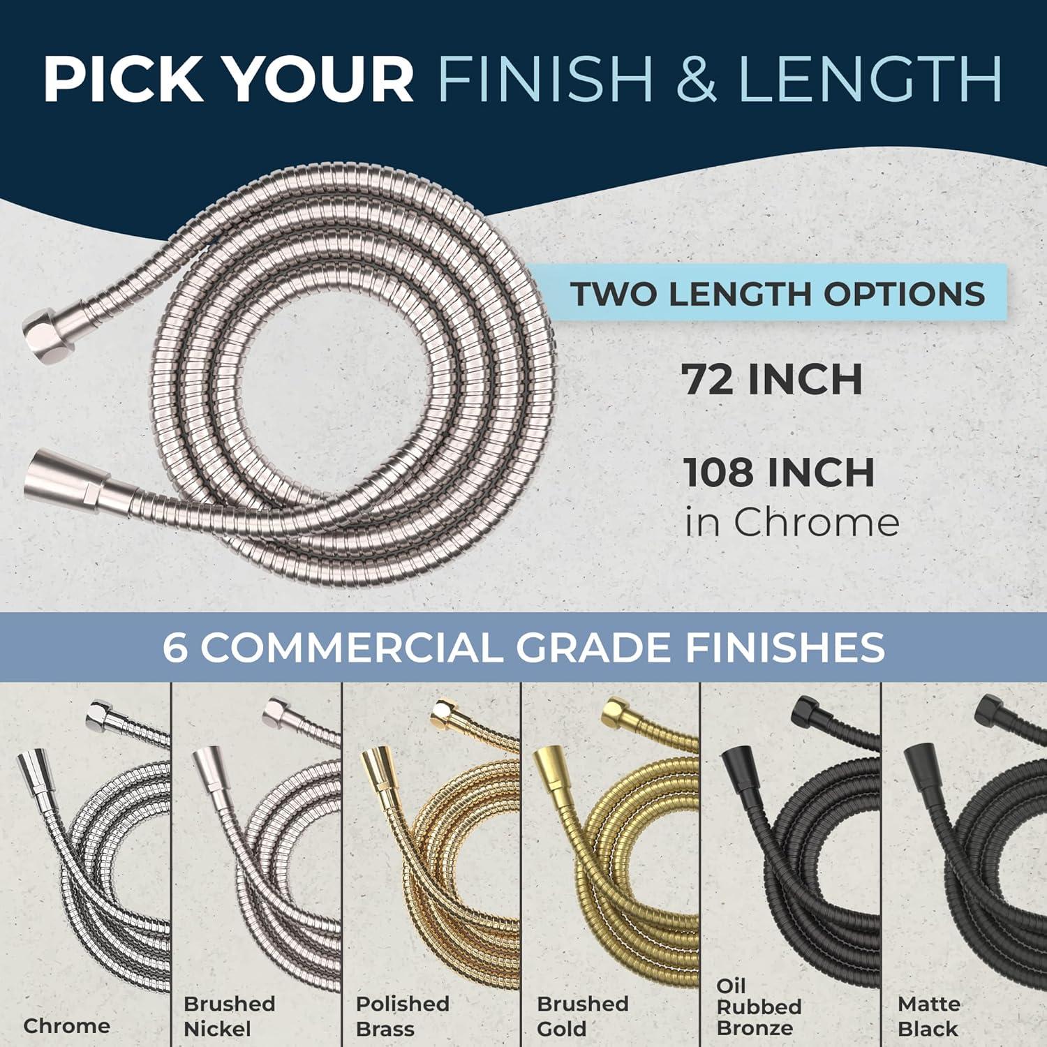 HammerHead Showers® ALL METAL Shower Hose Attachment for Shower Head OIL RUBBED BRONZE – Shower Hose Extra Long - 72 Inch Shower Hose – Universal Shower Hose Replacement Part for Hand Held Shower Hose