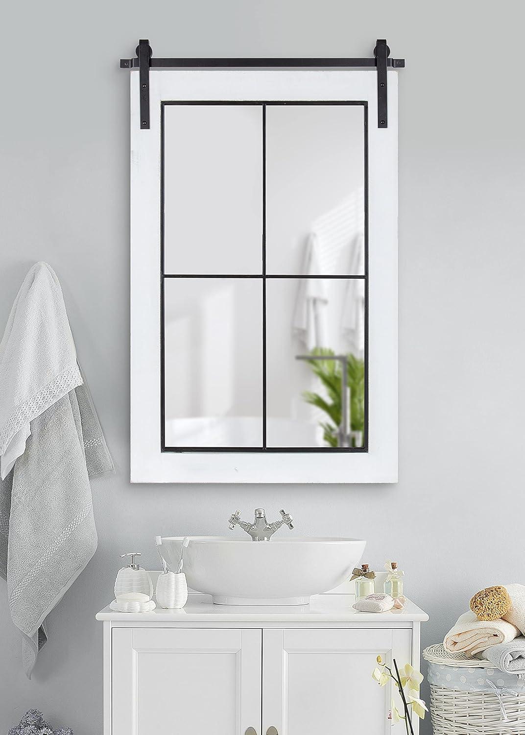 Cates Windowpane Framed Decorative Wall Mirror - Kate & Laurel All Things Decor