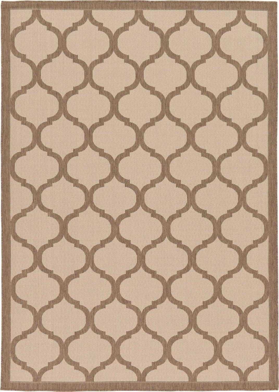 Unique Loom Outdoor Trellis Collection Area Rug - Moroccan (7' 1" x 10' Rectangle Beige and Brown/Beige)