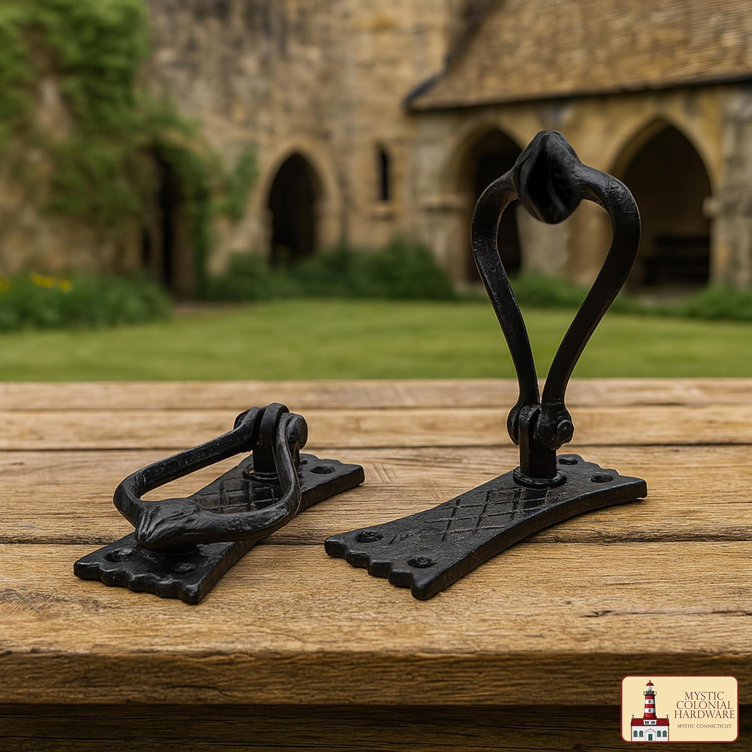 Mystic Colonial Hardware Bedroom Door Knocker Antique Black Ironmongery - True Solid CAST Iron - 4.7 inches