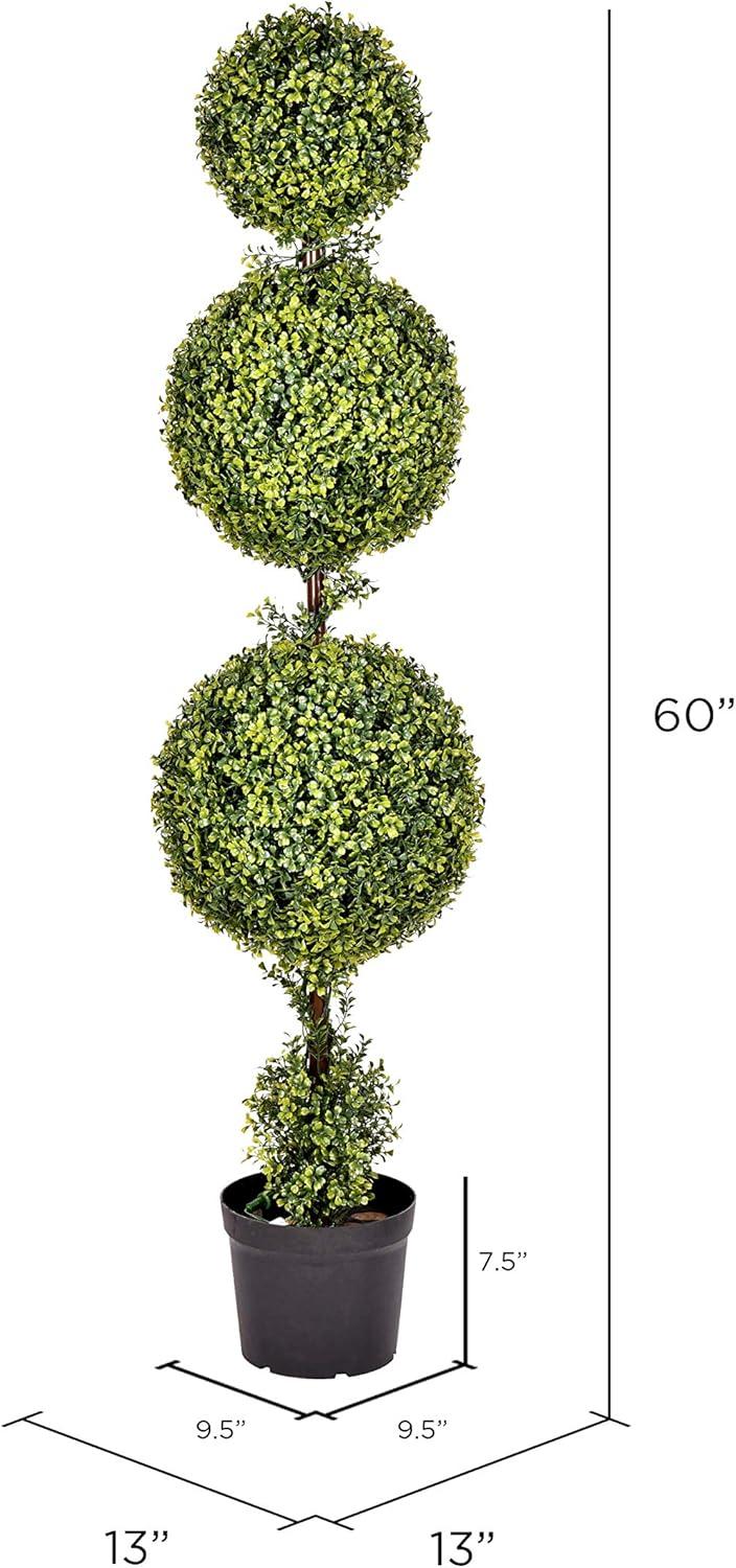 Vickerman 5' Artificial Potted Triple Ball Green Boxwood Topiary. Ball sizes are 10", 12" and 14".