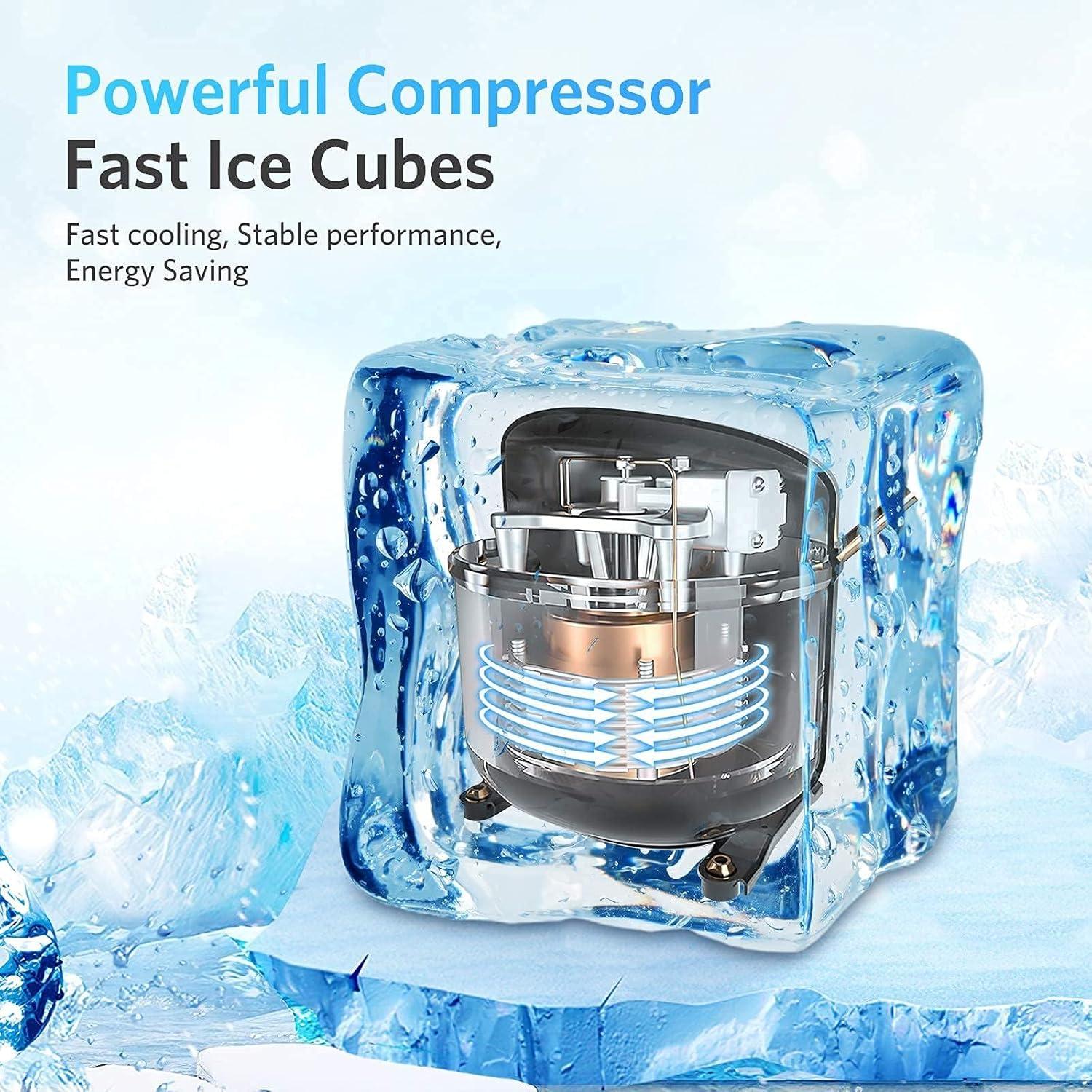 Compact Black Portable Countertop Ice Maker with Self-Cleaning