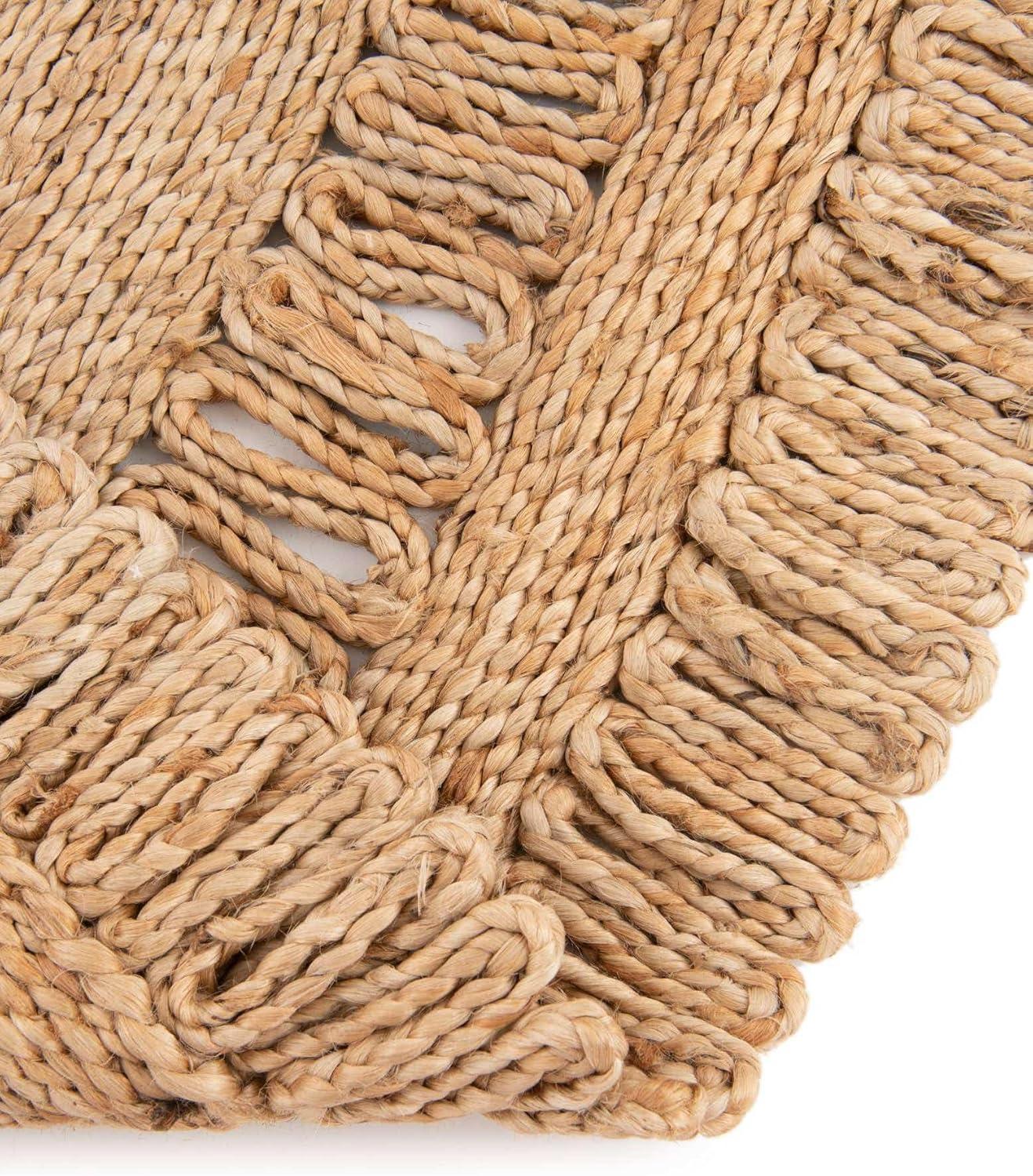 Unique Loom Braided Jute Floral Solid Indoor Braided Area Rug