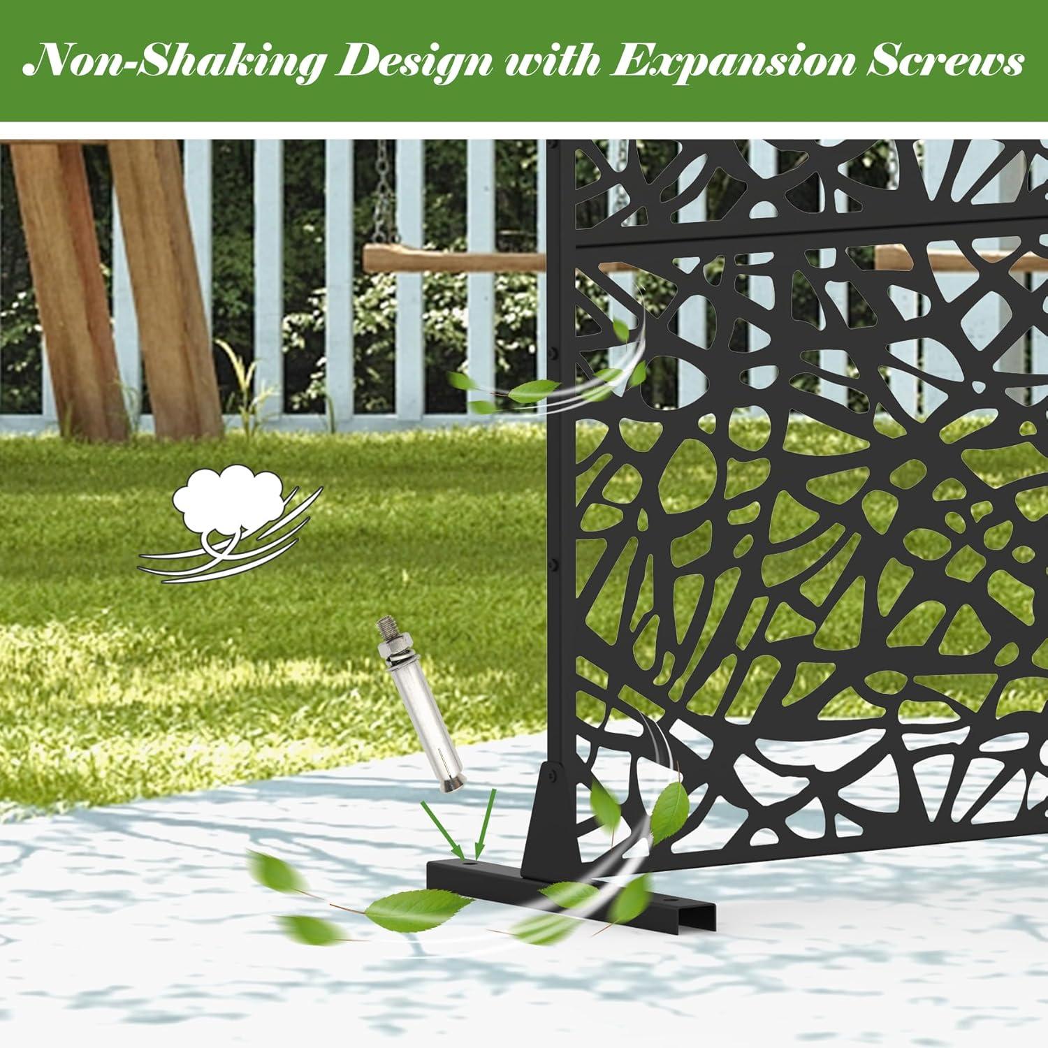 Domi Outdoor Living Privacy Screen, Freestanding, Modern, Black, Plastic Mesh, Galvanized Steel Frame