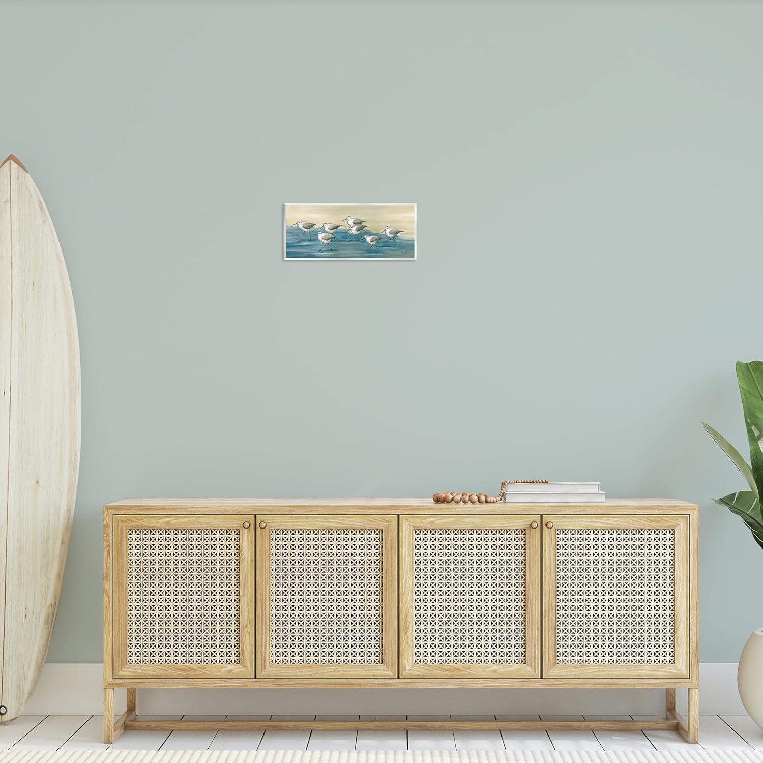 Stupell Industries Sandpiper Bird Flock Beach Shoreline Painting Unframed Art Print Wall Art, Design by Paul Brent