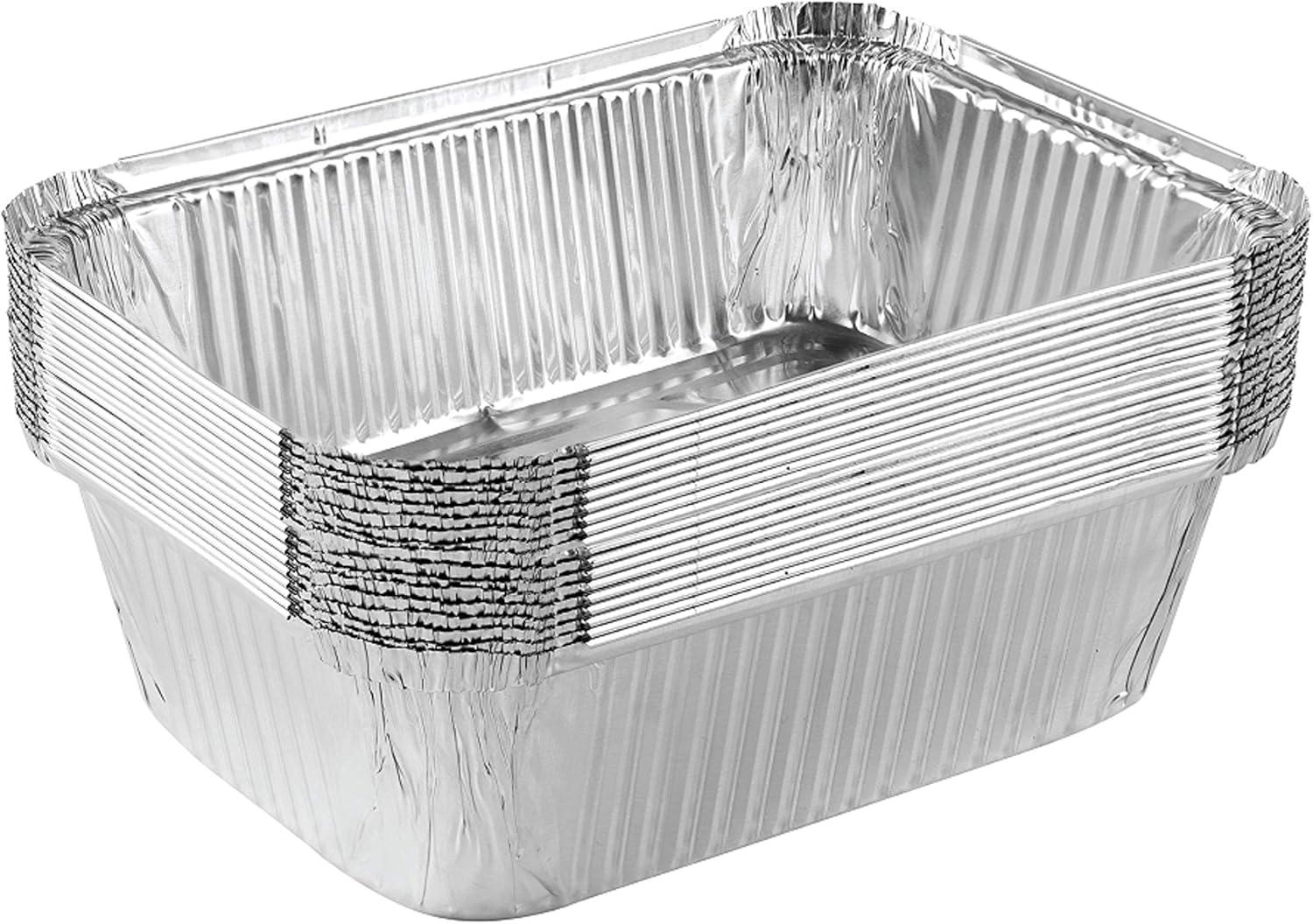 Disposable Aluminum Foil Baking Pans 7" x 10" x 3" for Cakes and Lasagna