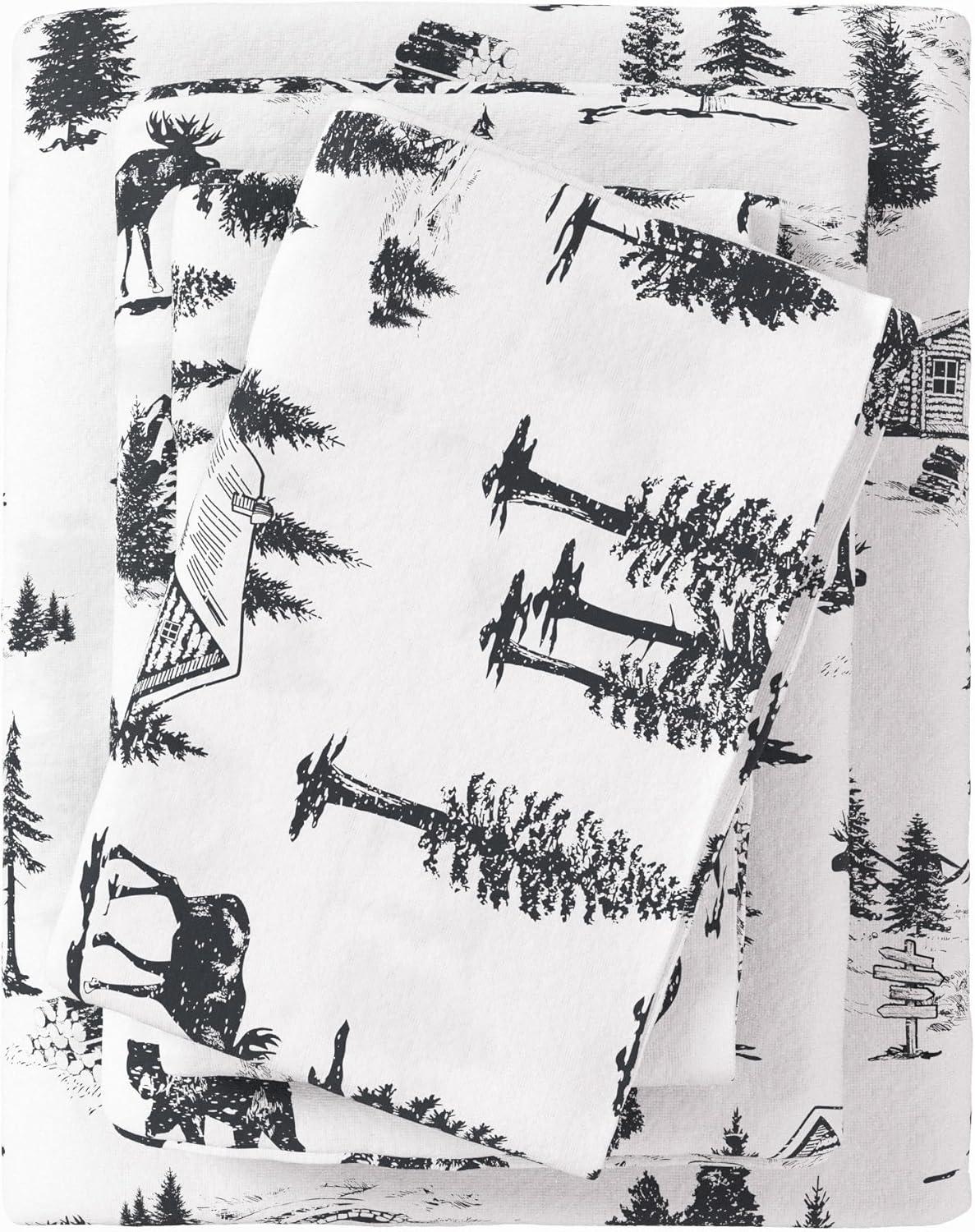FreshFolds 100% Cotton Lodge Printed Flannel Sheet Set