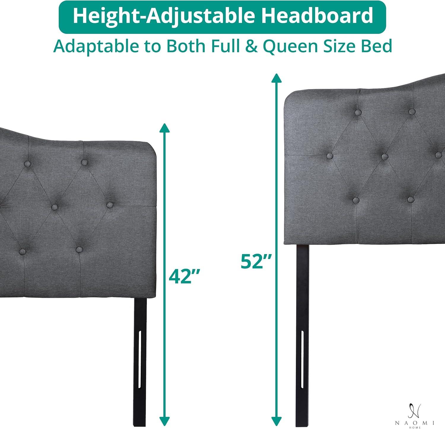 Jessenia Headboards for Full Size Bed, Upholstered Tufted Bed Headboard, 12 Adjustable Positions Full Headboard Only, Wall Mounted Headboard, Bed Backboard Linen Fabric Head Board - Light Gray