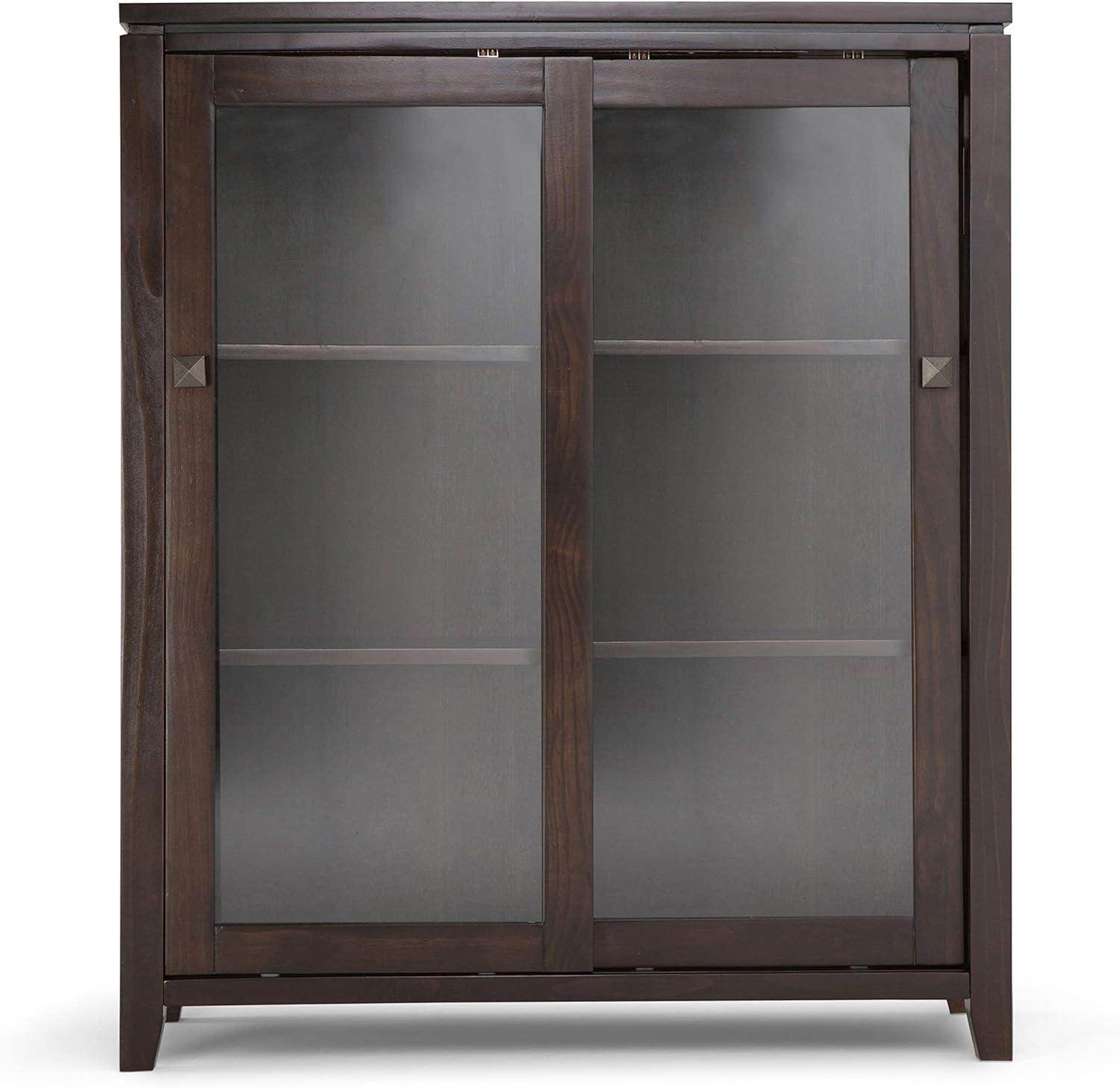 Simpli Home Cosmopolitan Solid Wood Medium Storage Cabinet in Mahogany Brown