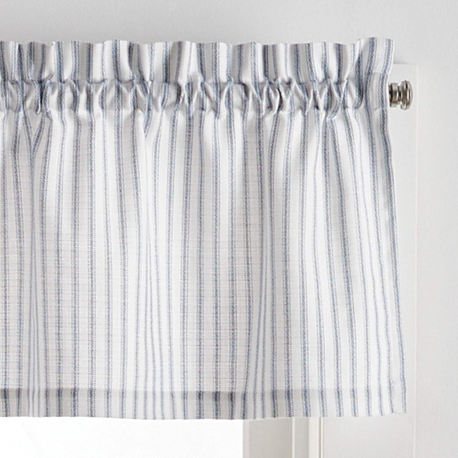 Martha Stewart Ticking Stripe Indigo Tier & Valance Set
