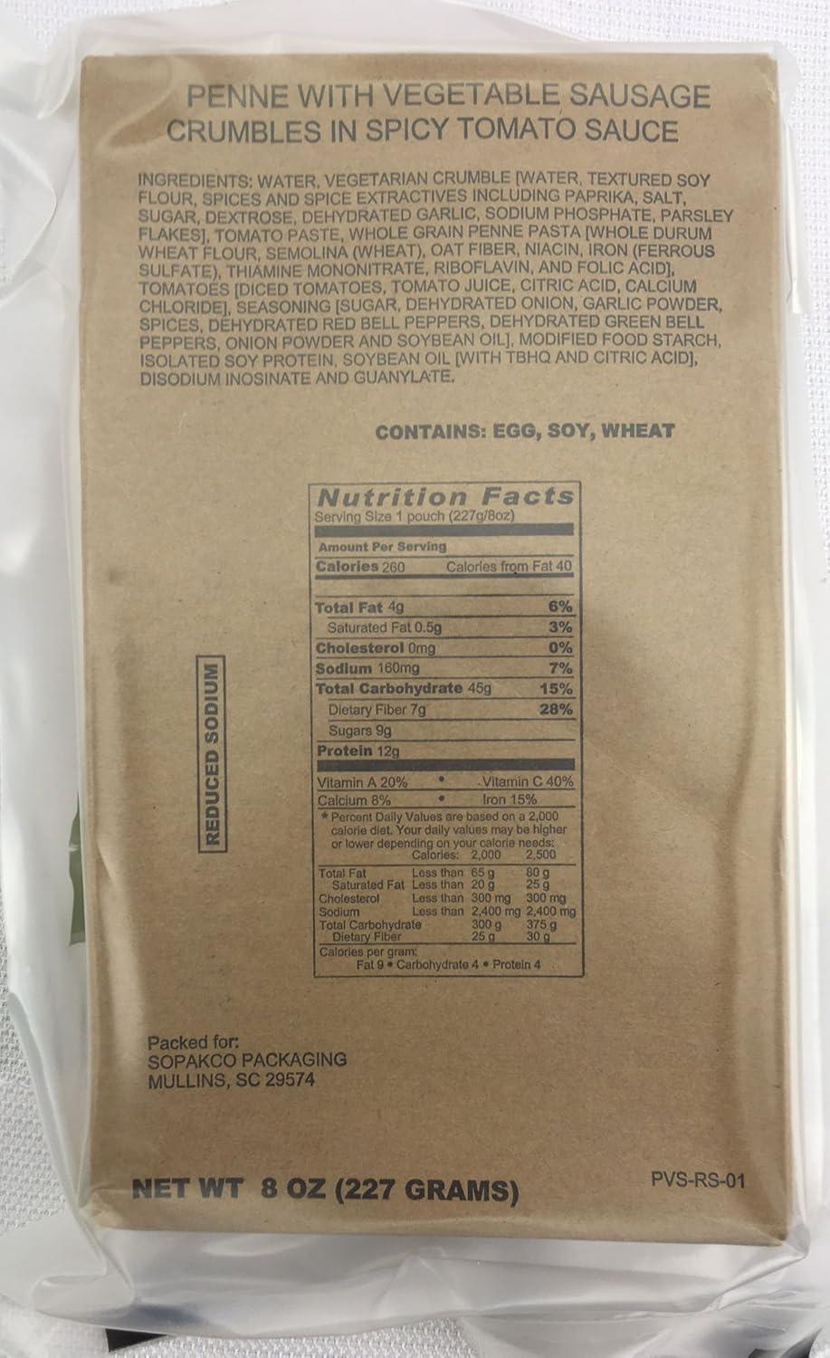 Case of 14 SOPAKCO MRE Reduced Sodium Emergency Ration Meals - Ready to Eat Factory Sealed and Banded 7020 01/22
