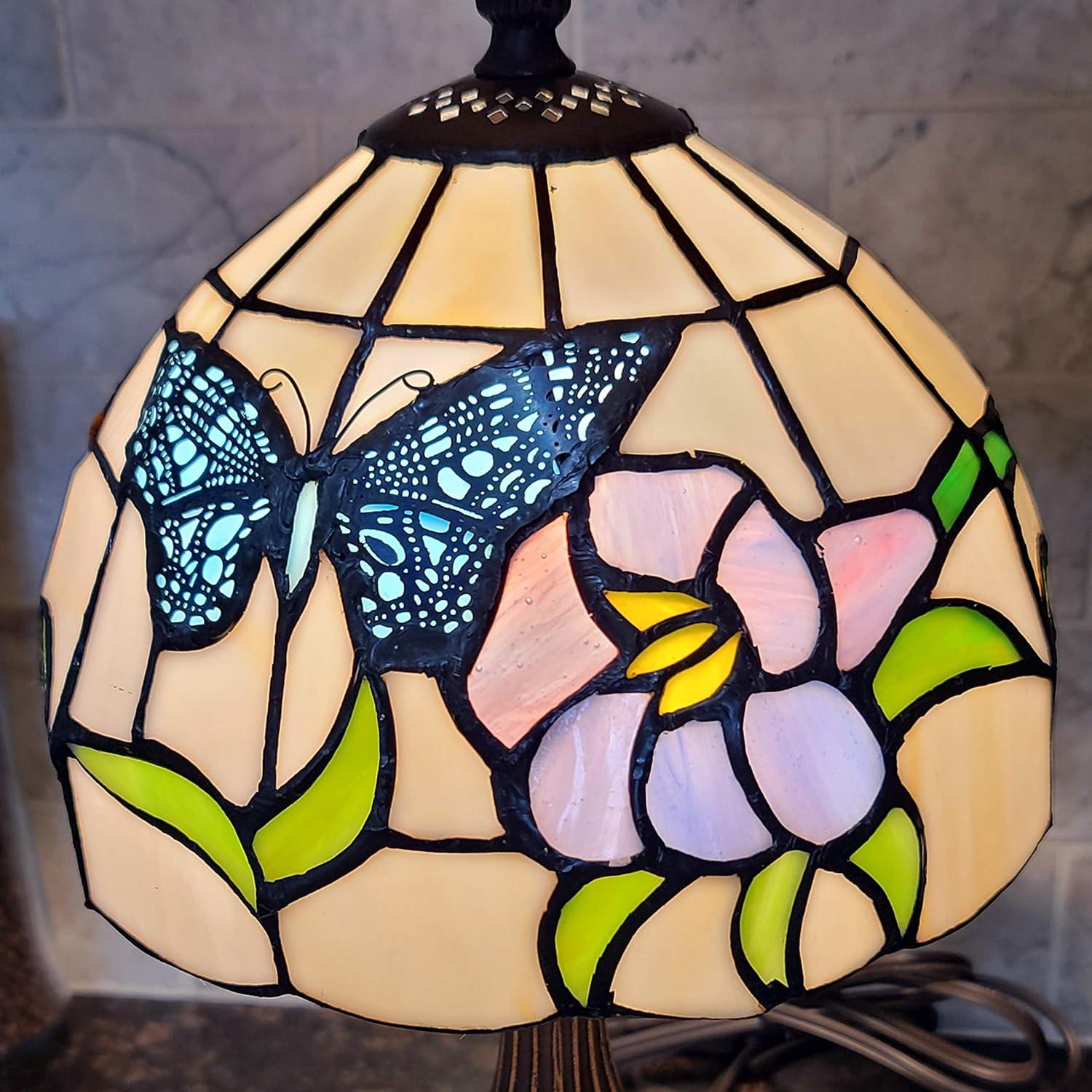 Amora Lighting Tiffany Style Butterfly Table Lamp 15" Tall