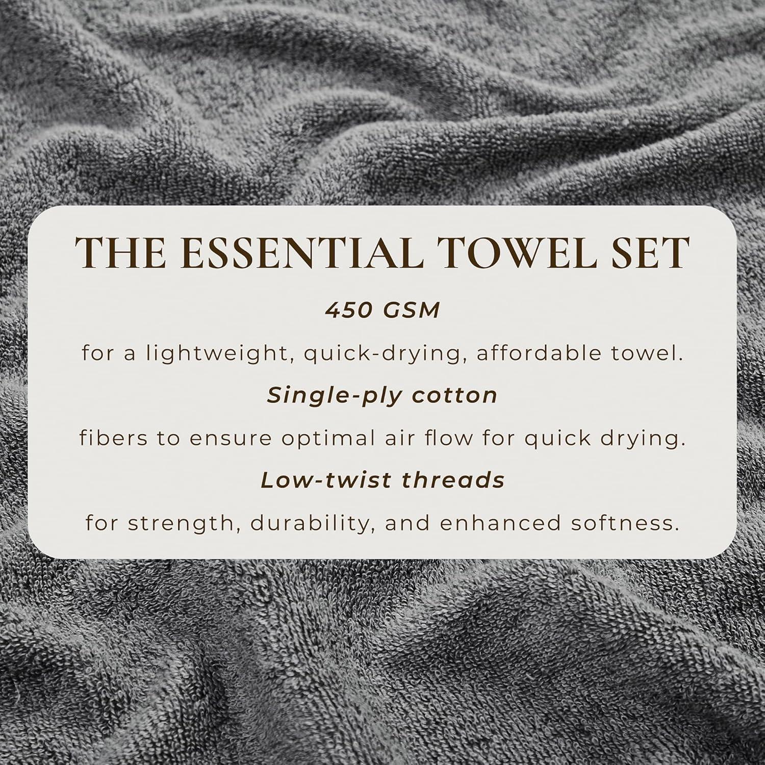 100% Cotton Quick-Dry Everday Towel Set - Great Bay Home (6 Pack Hand Towels, Dark Grey)