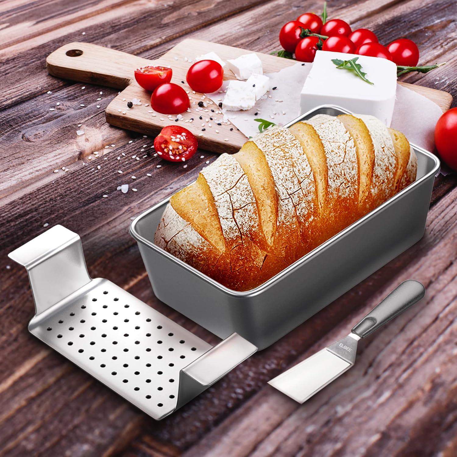 Elbee Non-Stick Carbon Steel Meatloaf Pan with Perforated Tray