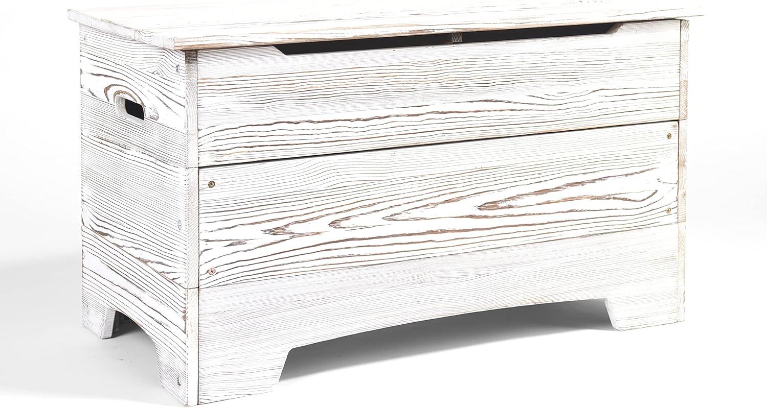 Vintage Gray Solid Wood Rustic Toy Box with Distressed Finish