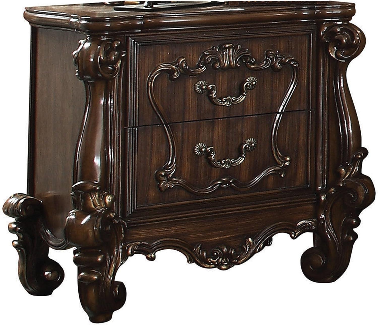 Versailles Cherry Oak 2-Drawer Nightstand with Scrolled Legs