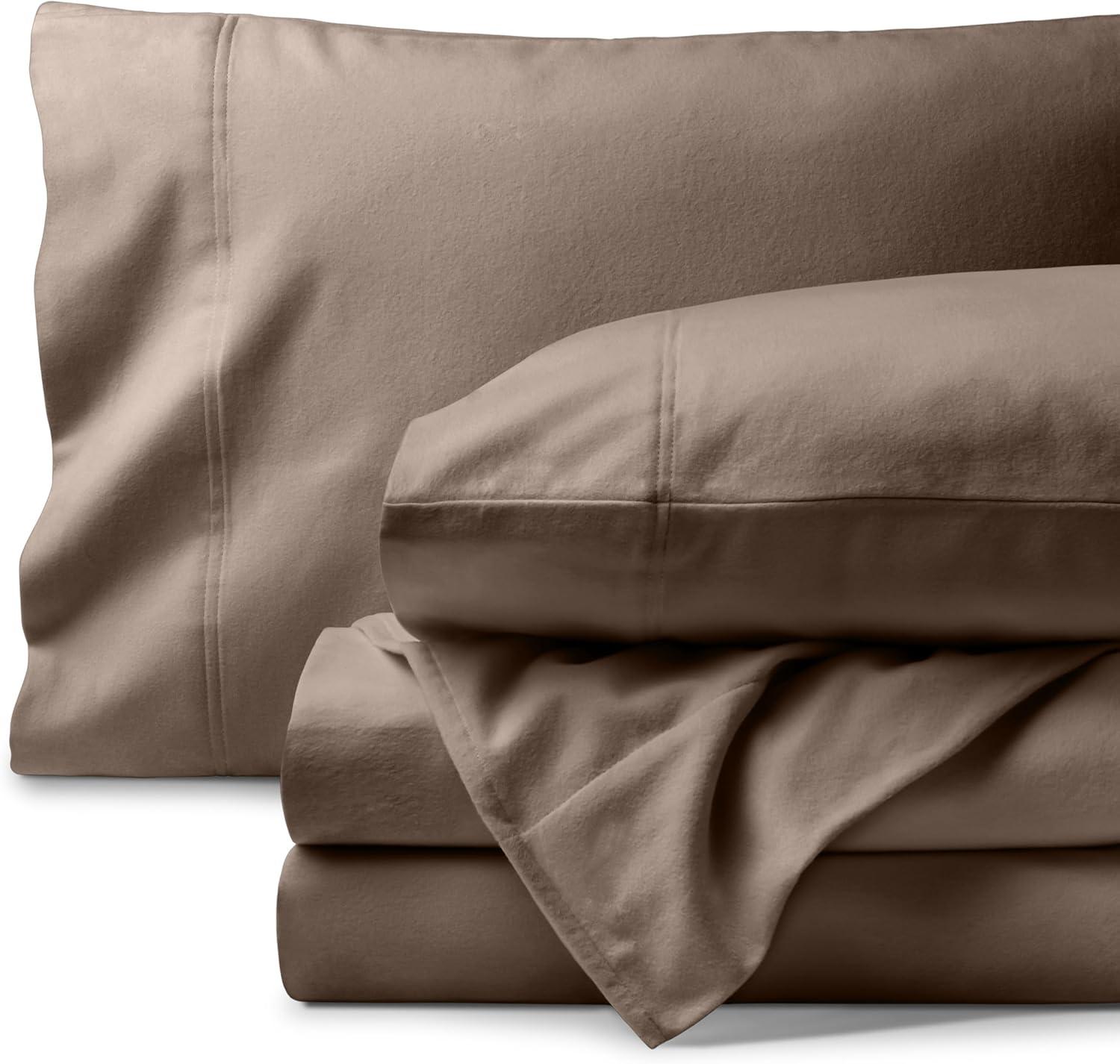 Taupe Organic Flannel Twin XL Sheet Set by Bare Home