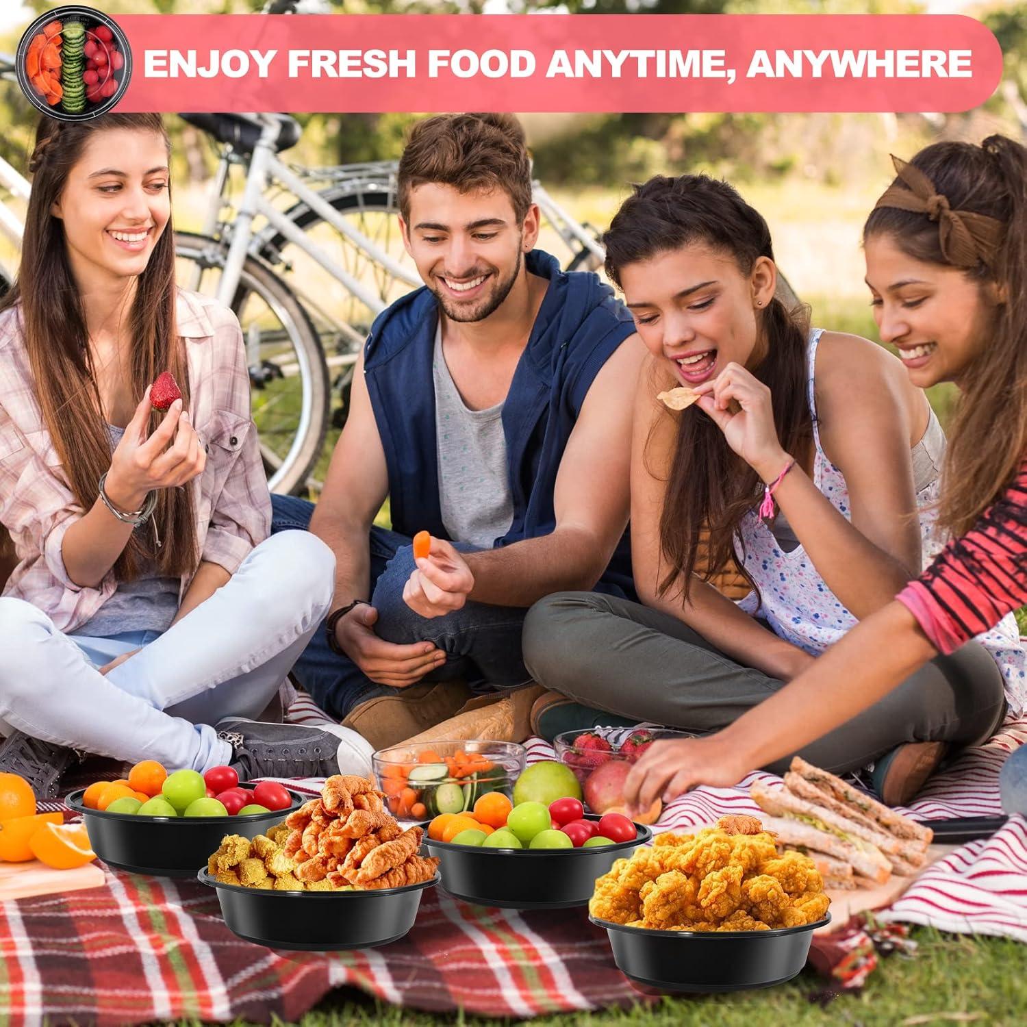 Freshware Meal Prep Bowl Containers [30 Pack] Plastic Bowls with Lids for Soup and Salad, Food Storage Bento Box, BPA Free, Stackable, Lunch Boxes, Microwave/Dishwasher/Freezer Safe (28 oz)