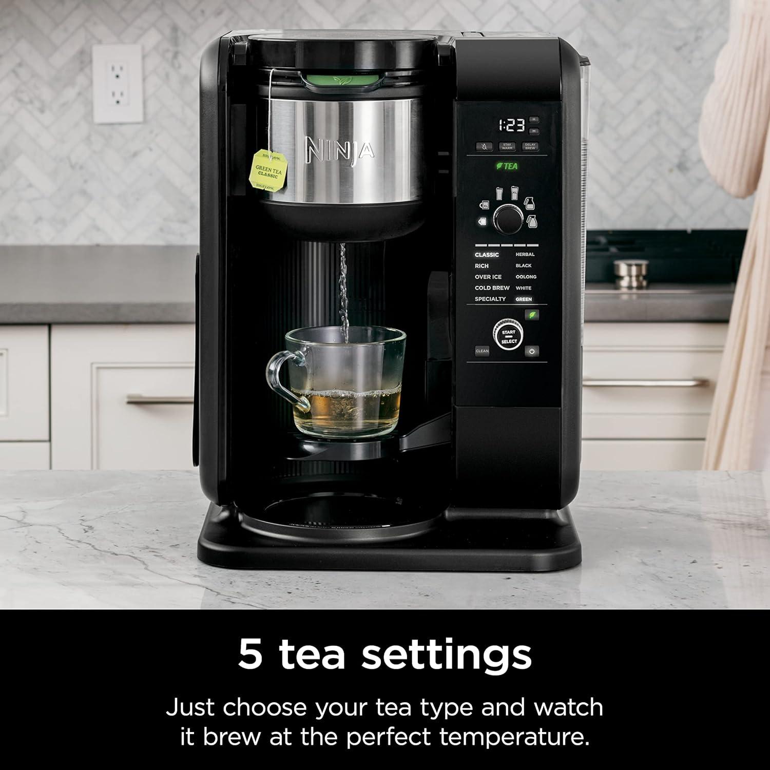 Ninja® Hot & Cold Brew System Tea & Coffee Maker with Auto-iQ®, 6 Sizes, 5 Styles, 5 Tea Settings, 50 oz. Thermal Carafe, Frother, Coffee & Tea Baskets, Dishwasher Safe Parts