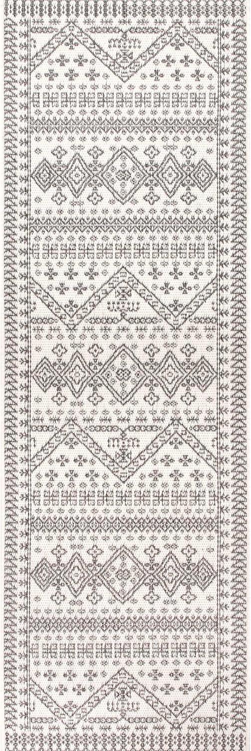 Nuloom Kandace Geometric 6x9 Indoor/Outdoor Area Rug for Living Room Patio Deck Front Porch Kitchen, Ivory/Grey
