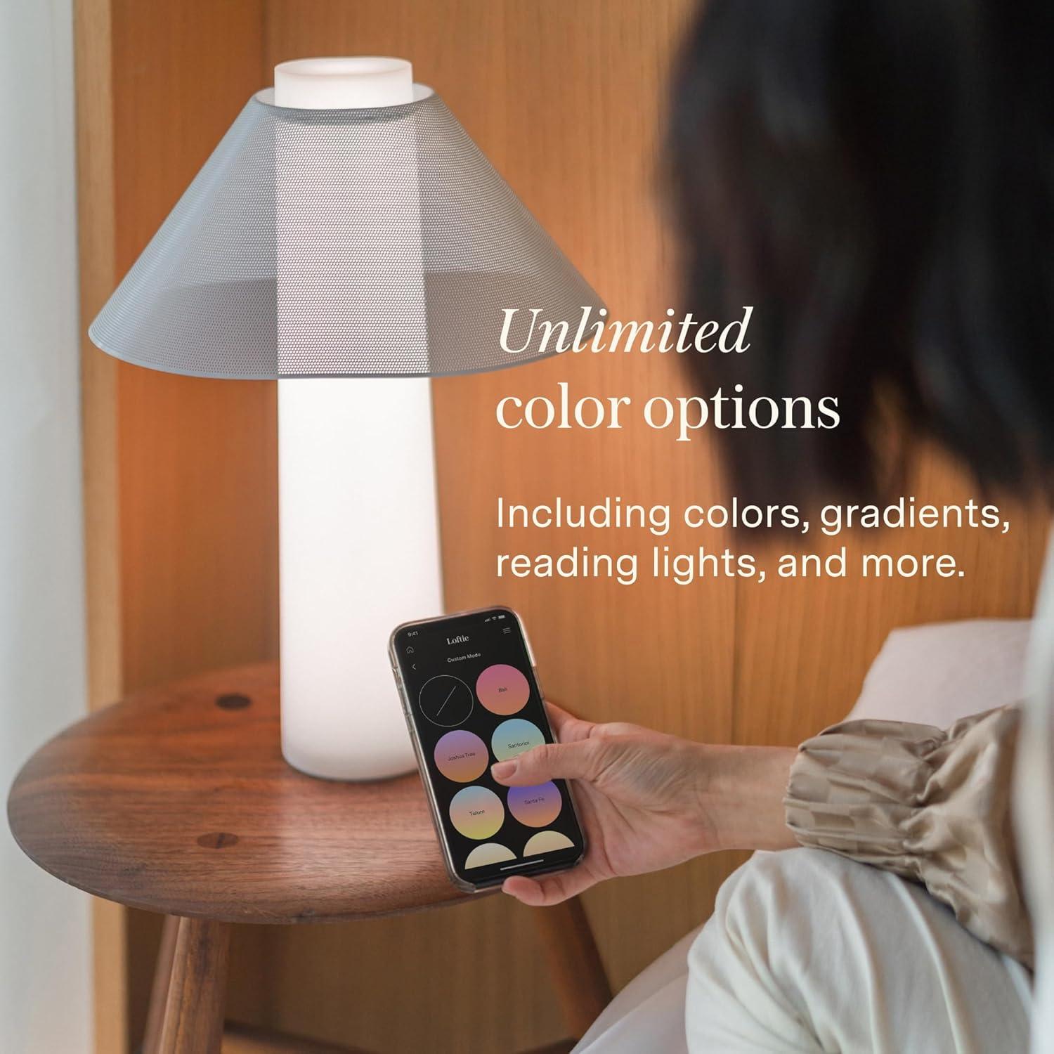 Loftie Smart Lamp - Sunrise Alarm, Wake-Up Light, Custom Color Modes, Nightstand Lamp Room Decor, Red Lights for Sleep, Morning & Evening Routines, Modern Table Lamps for Bedroom Decor, Office (Black)