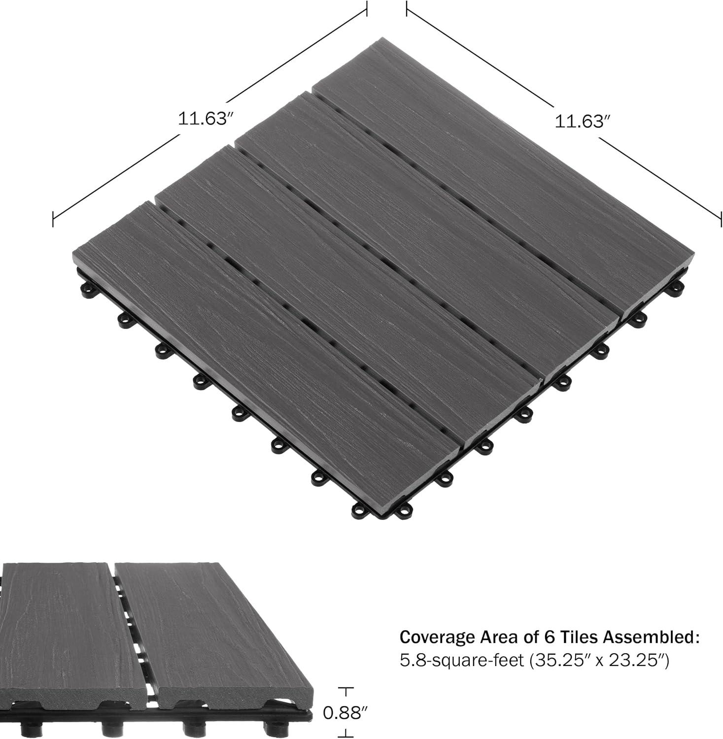 Gray Composite Wood Interlocking Deck Tiles, 30-Pack