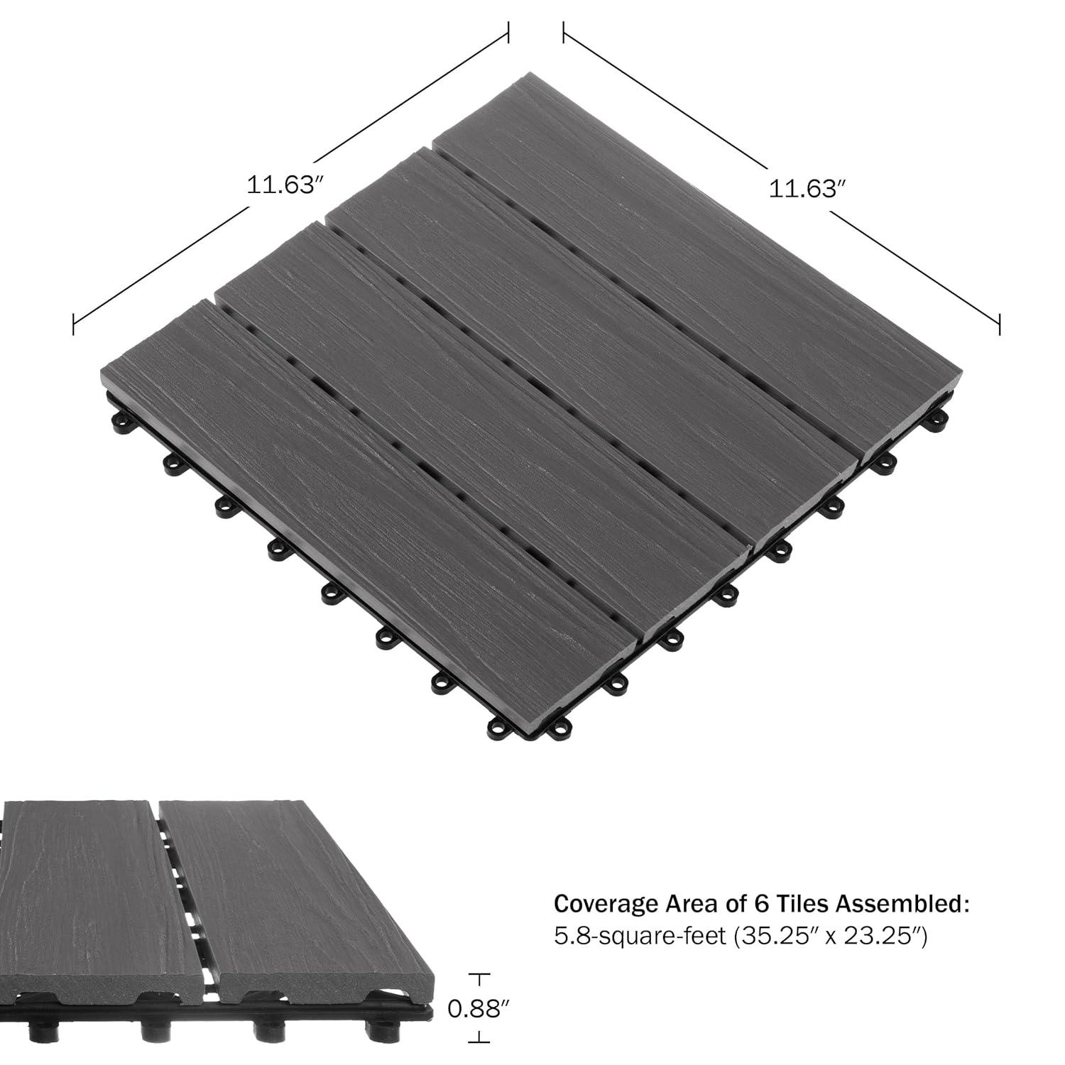 Gray Composite Wood Interlocking Deck Tiles, 30-Pack