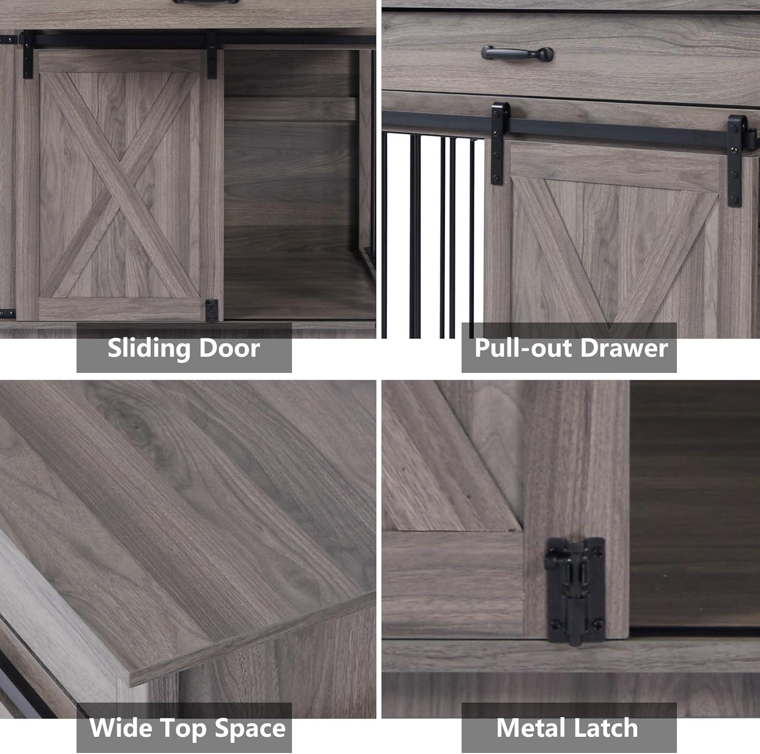 Tucker Murphy Pet™ 37.8''W Modern Dog Crate Furniture With Drawer And Sliding Door