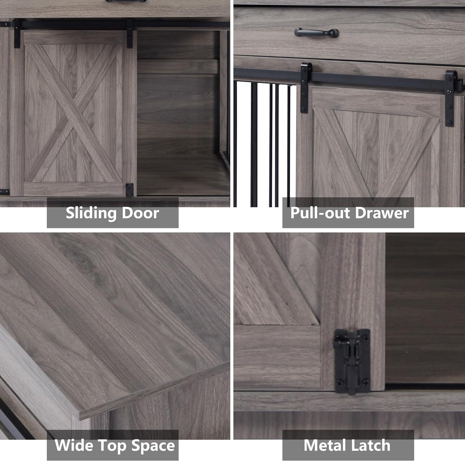 Tucker Murphy Pet™ 37.8''W Modern Dog Crate Furniture With Drawer And Sliding Door