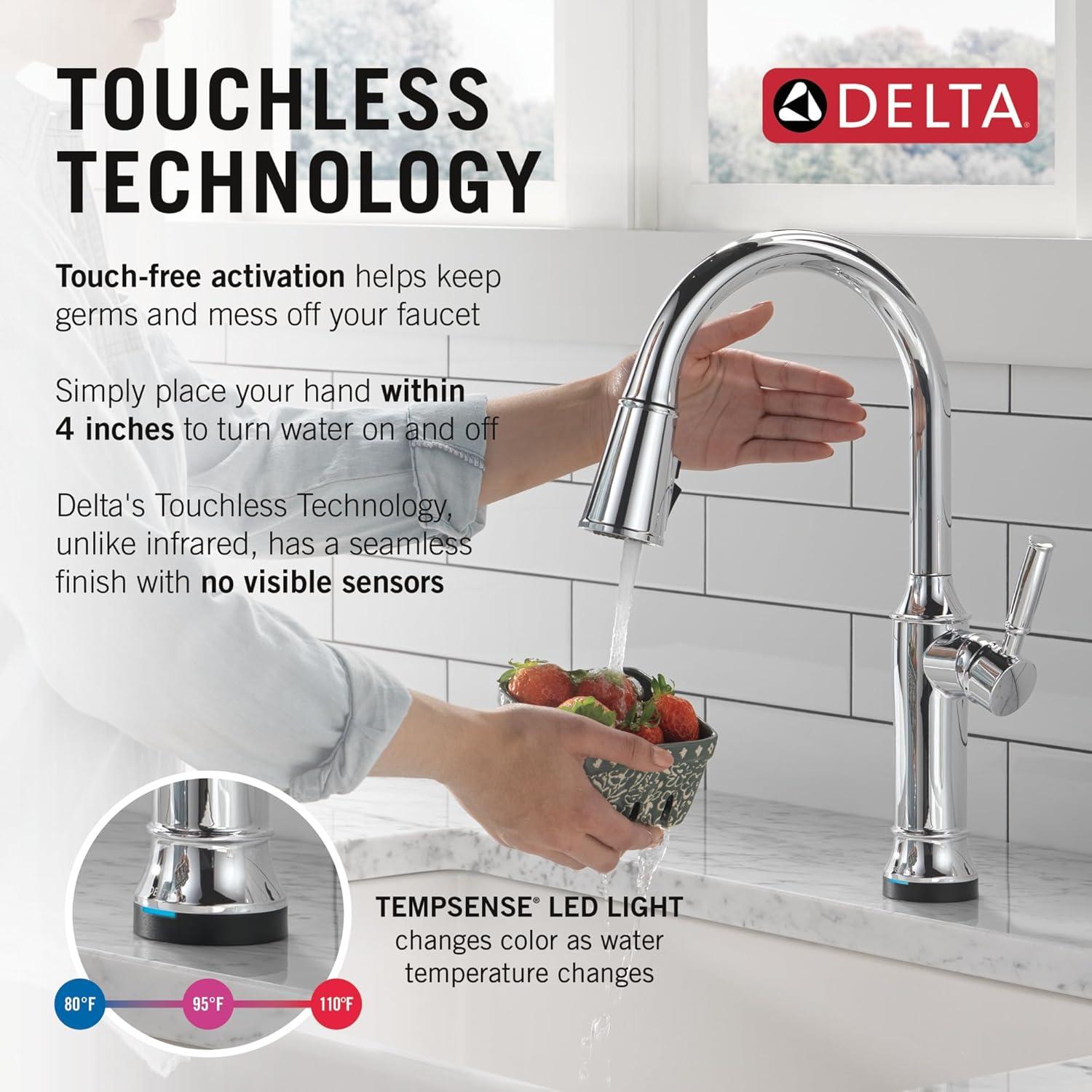 Renaldi Chrome Touchless Pull-down Kitchen Faucet with Pull-out Spray