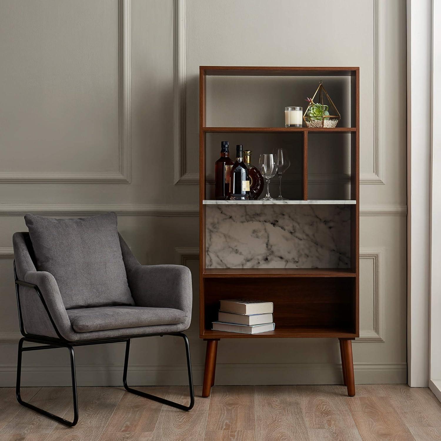 Mercer41 Carbone Marble-Look 5-Tier Display Bookcase Shelf