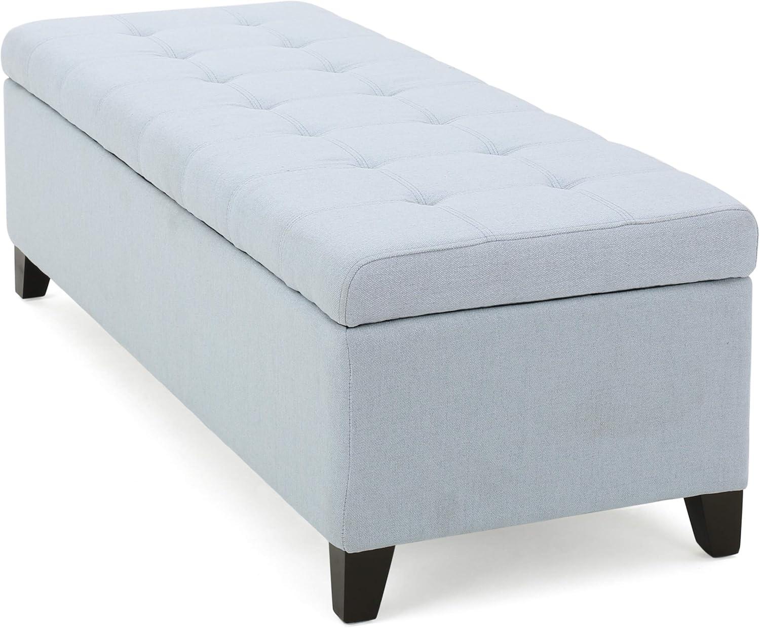 Christopher Knight Home Mission Storage Ottoman Light Sky Blue: Upholstered Rectangular Bench with Hardwood Frame