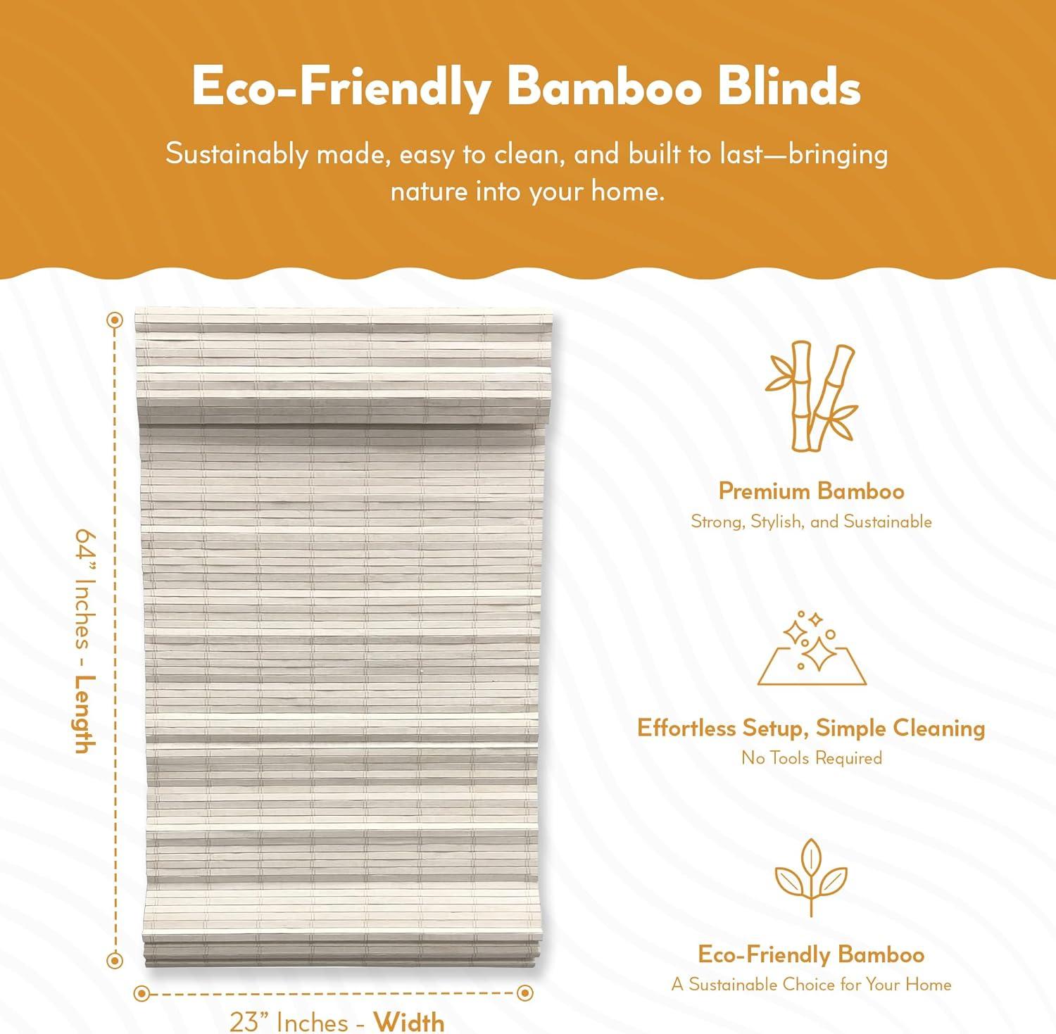 Radiance Brooklyn 23-in Cordless White Distressed Bamboo Roman Shade