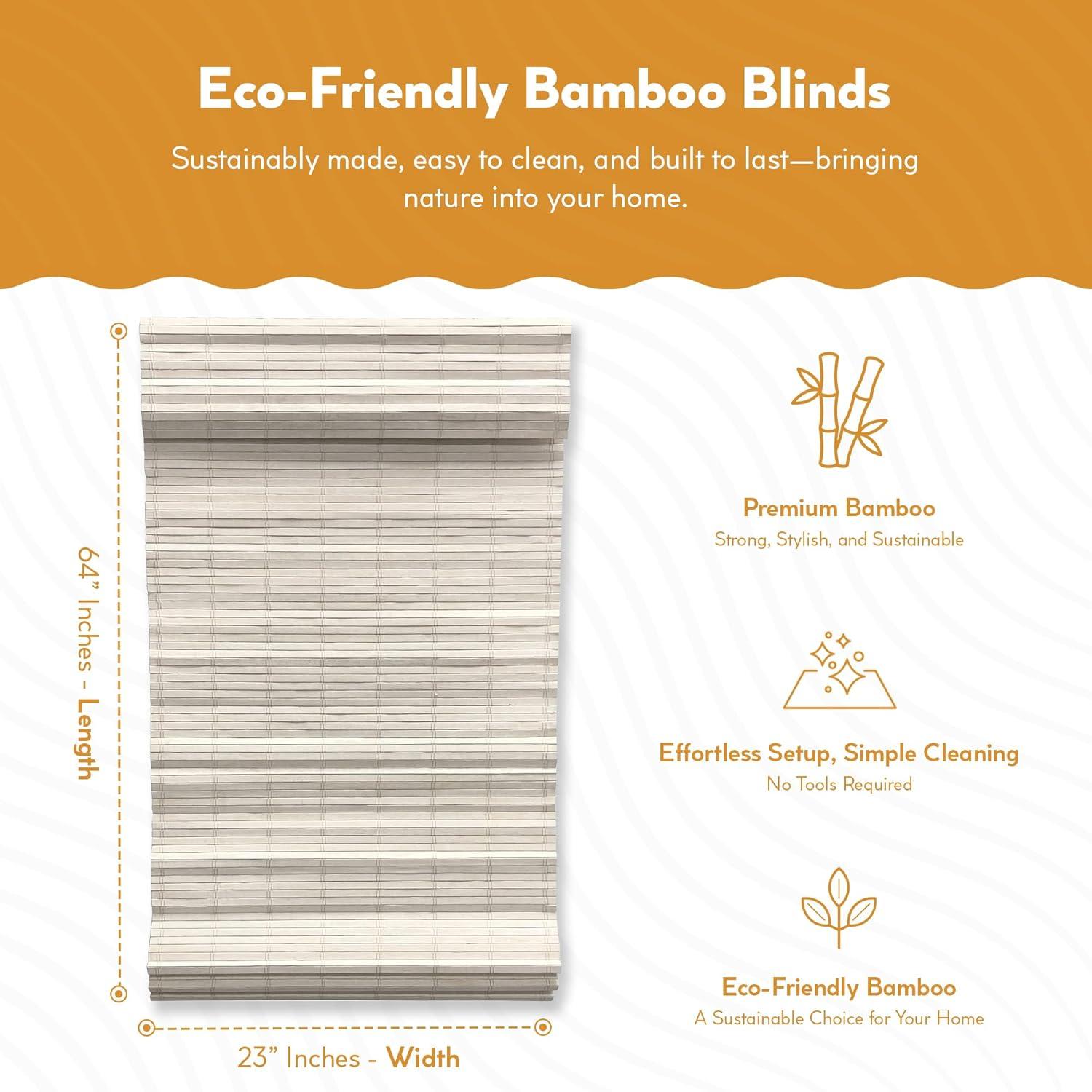 Radiance Brooklyn 23-in Cordless White Distressed Bamboo Roman Shade