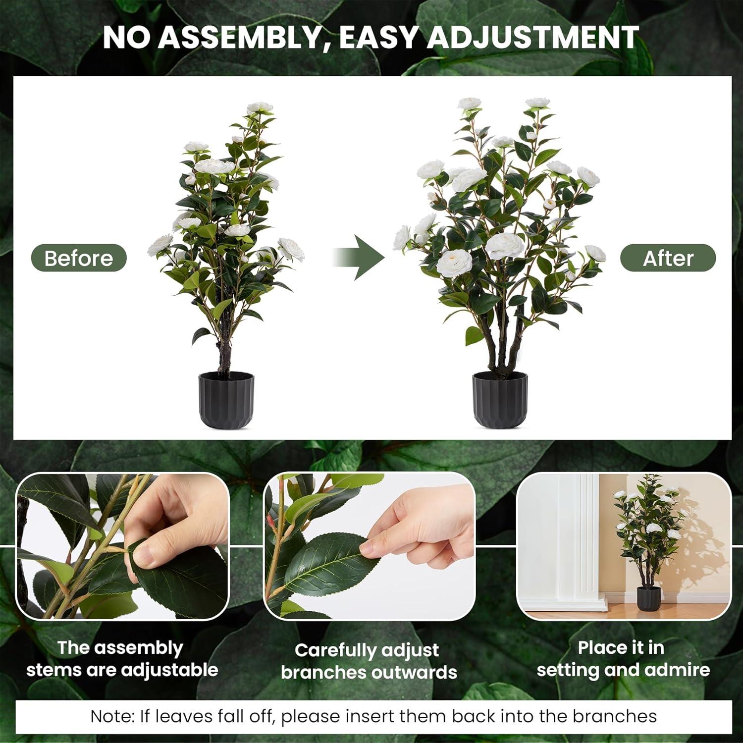 Primrue Primrue 38'' Artificial Camellia Tree Faux Floral Plant Fake Tree For Decoration White