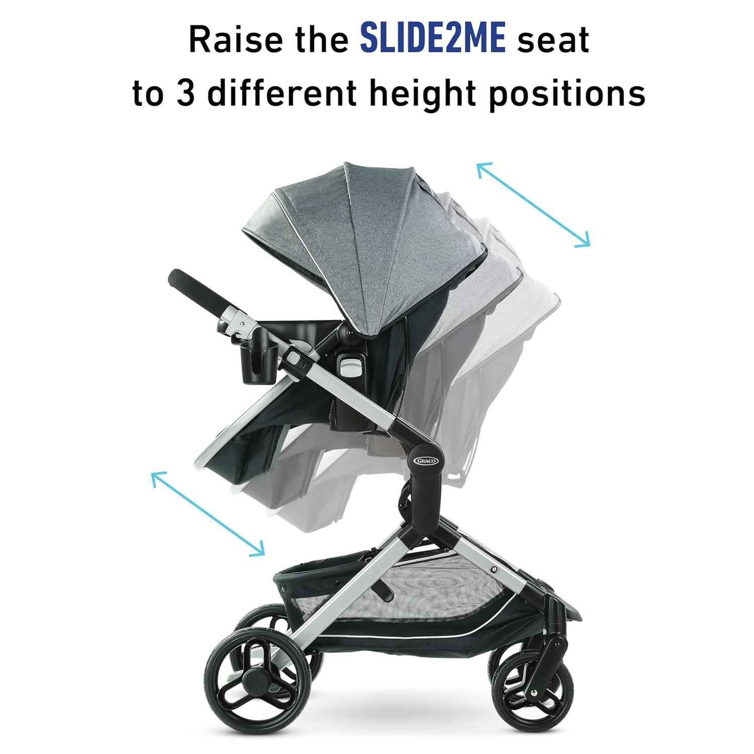 Gray and Black Aluminum 3-in-1 Bassinet Stroller Travel System
