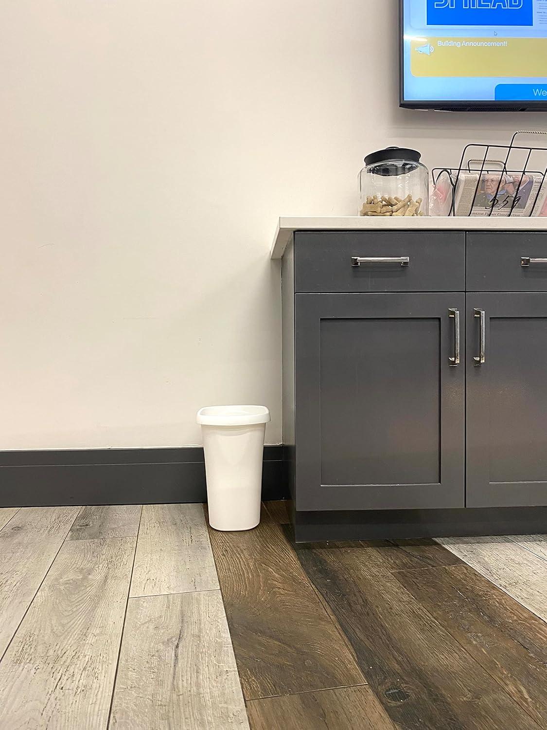 White Rectangular 3-Gallon Plastic Open-Top Trash Can