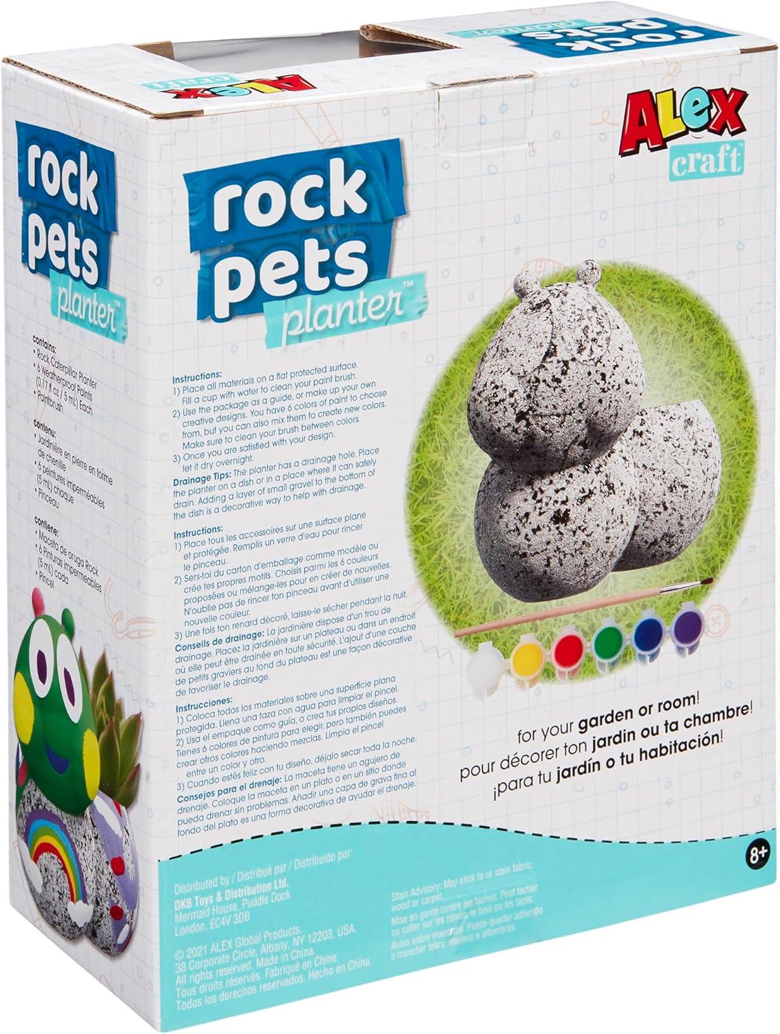 Alex: Rock Pets Caterpillar Planter - DIY Kit, Paint & Decorate Your Own Pet Planter, All-in-One Craft Kit, Ages 8+