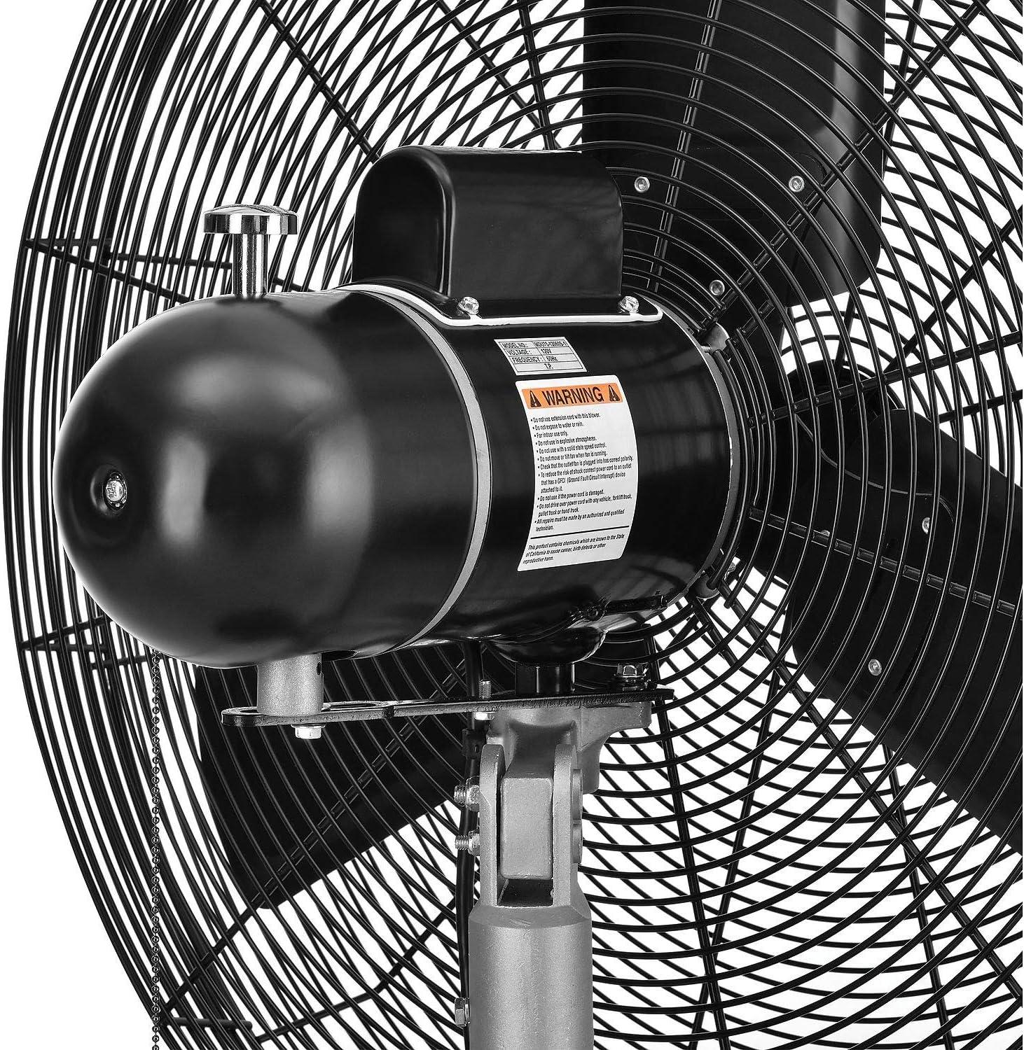 30" Black Industrial Oscillating Pedestal Fan with Adjustable Height