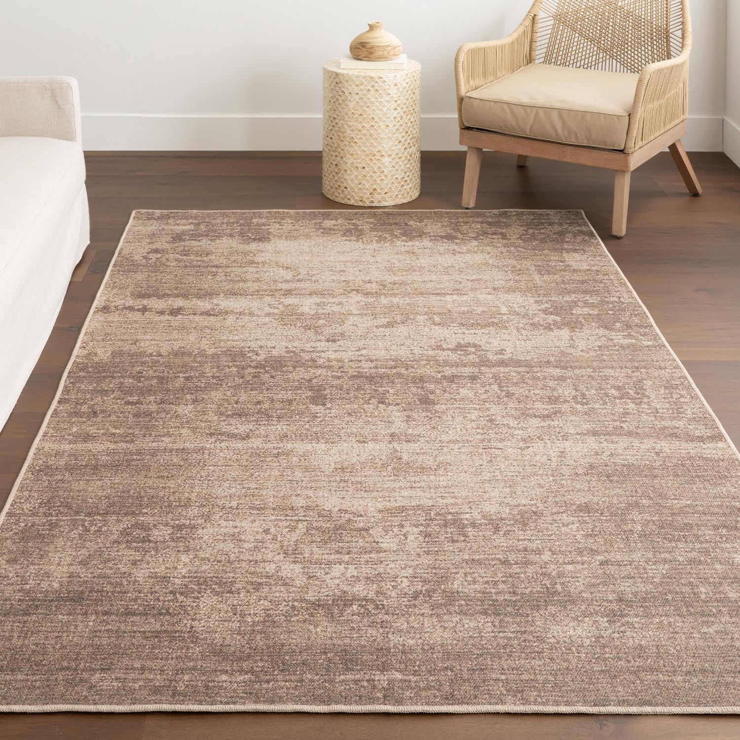 Nuloom Damira Solid Machine Washable Indoor Area Rug, 4' x 6', Brown