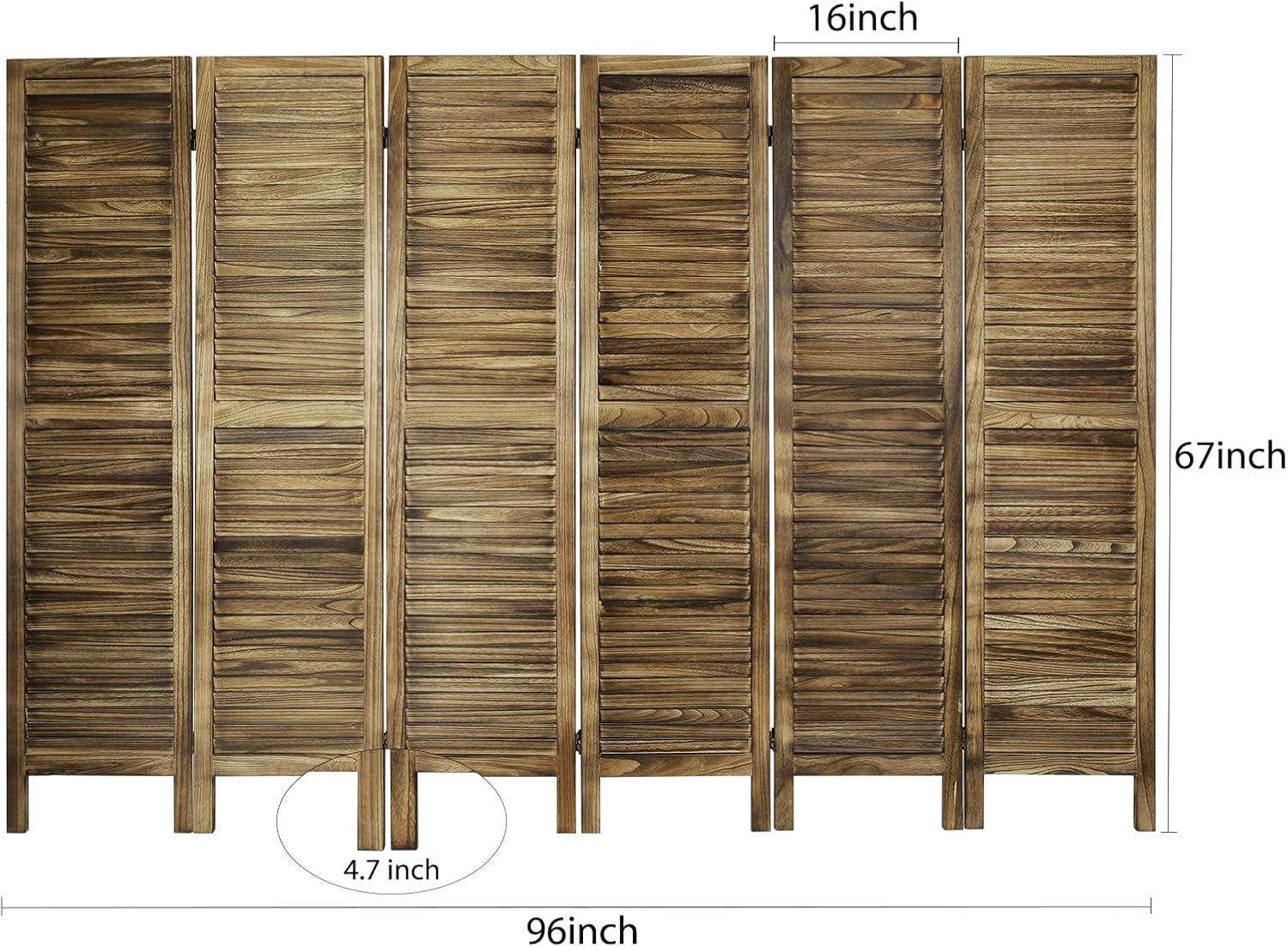 Room Dividers, 6 Panel Wood Room Screen Divider Freestanding, Folding Privacy Screen and Room Dividers, Wall Dividers, Dark Brown