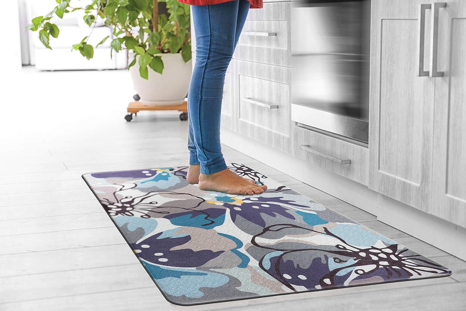 Blue Floral Anti-Fatigue Kitchen Standing Mat