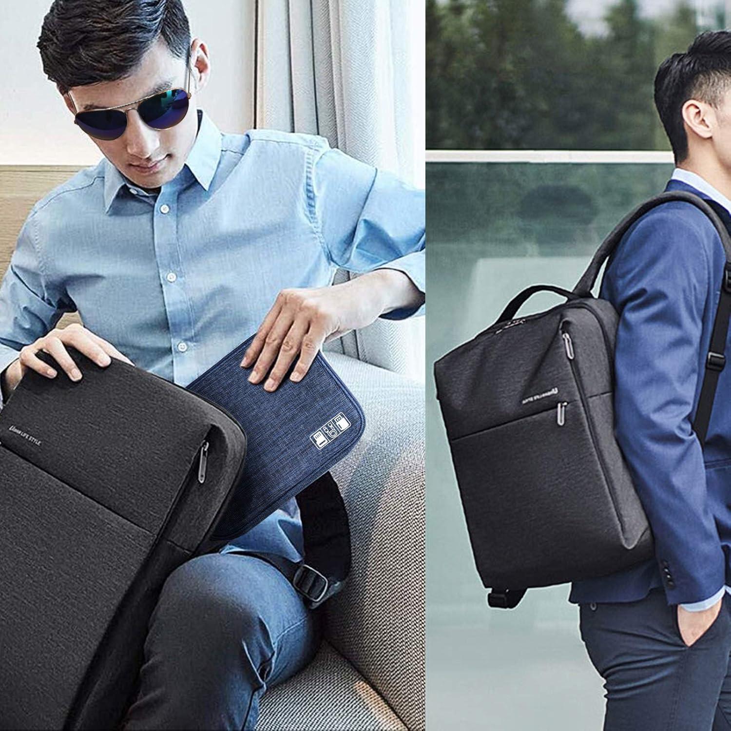 SELLYFELLY Travel Electronics Organizer Portable Cable Organizer Bag for Storage Electronic Accessories Case for Cord,Phone,Charger,Flash Drive (Sky Blue)