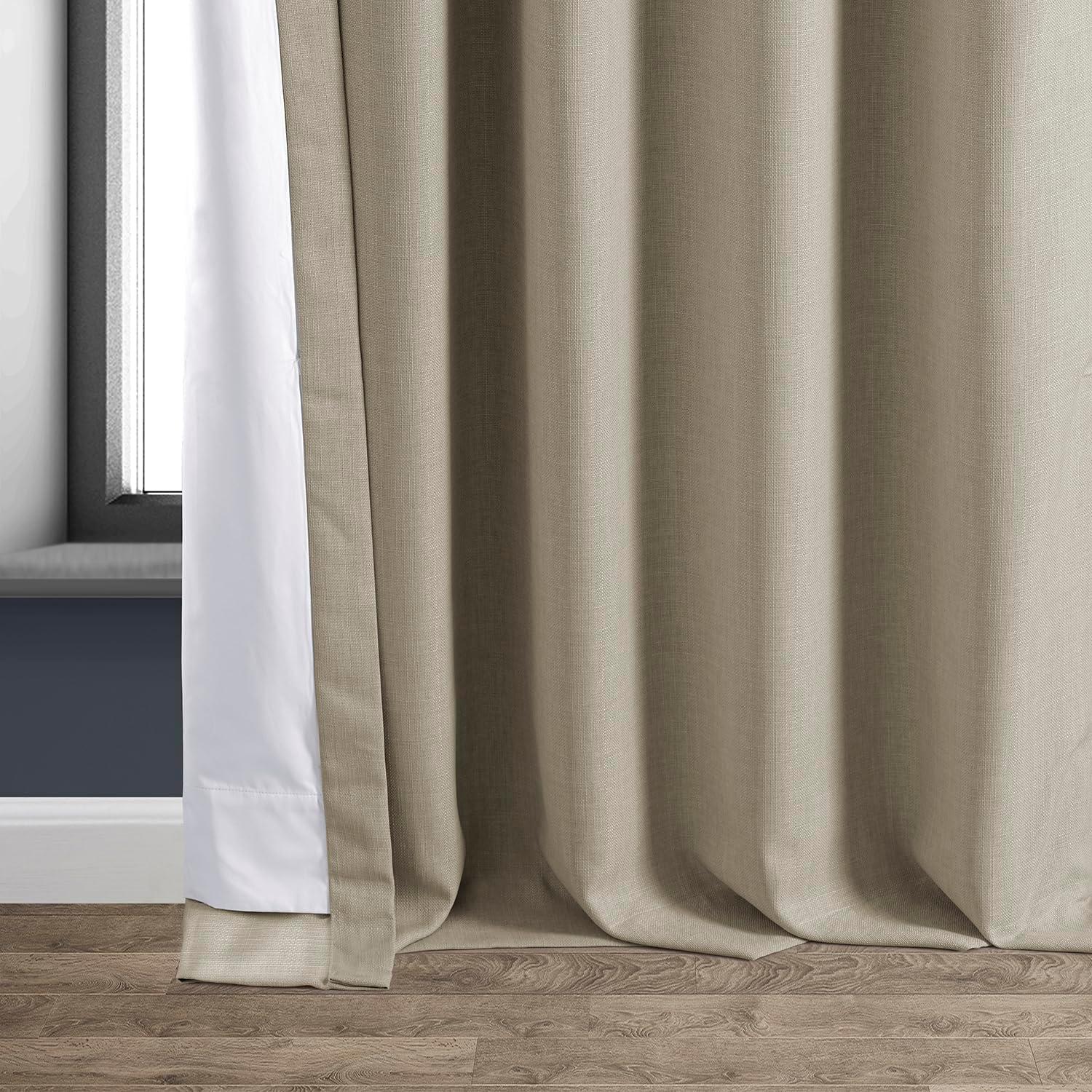 Signature Safari Tan Faux Linen Blackout Curtain (1 Panel), Safari Tan, 50W X 108L