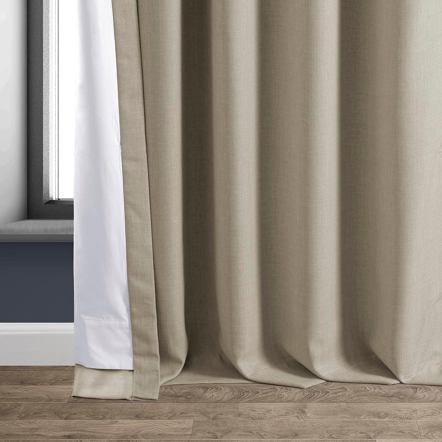 HPD HALF PRICE DRAPES Solid Thermal Insulated Blackout Curtains for Bedroom 84 Inches Long Curtain (1 Panel) Signature Blackout Linen Window Curtains for Living Room, 50W x 84L, Safari Tan