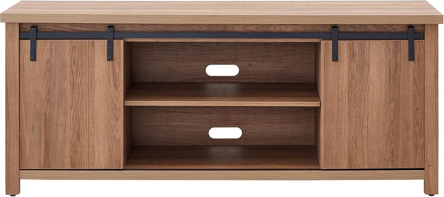 Evelyn&Zoe Deacon Rectangular TV Stand for TV's up to 65", Golden Oak